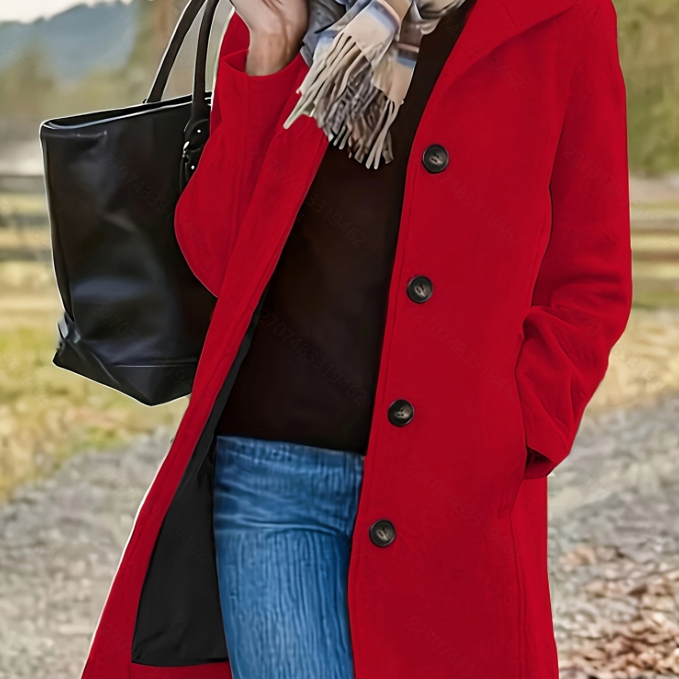 TEMU Directional) Fashion Women's Elegant Coat Stylish Versatile Collar Mid-length Autumn And Winter New Casual Coat