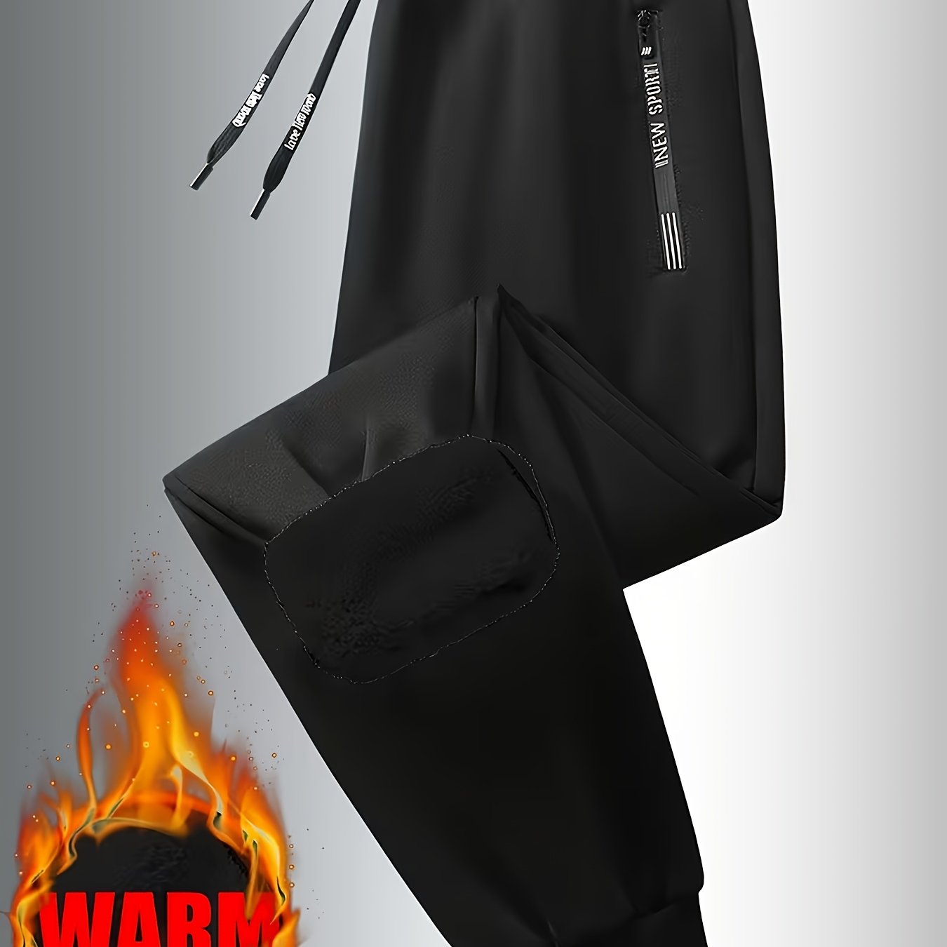 TEMU Three-color Men's Warm Fleece-lined Thickened Jogging Pants, Autumn/winter Essentials