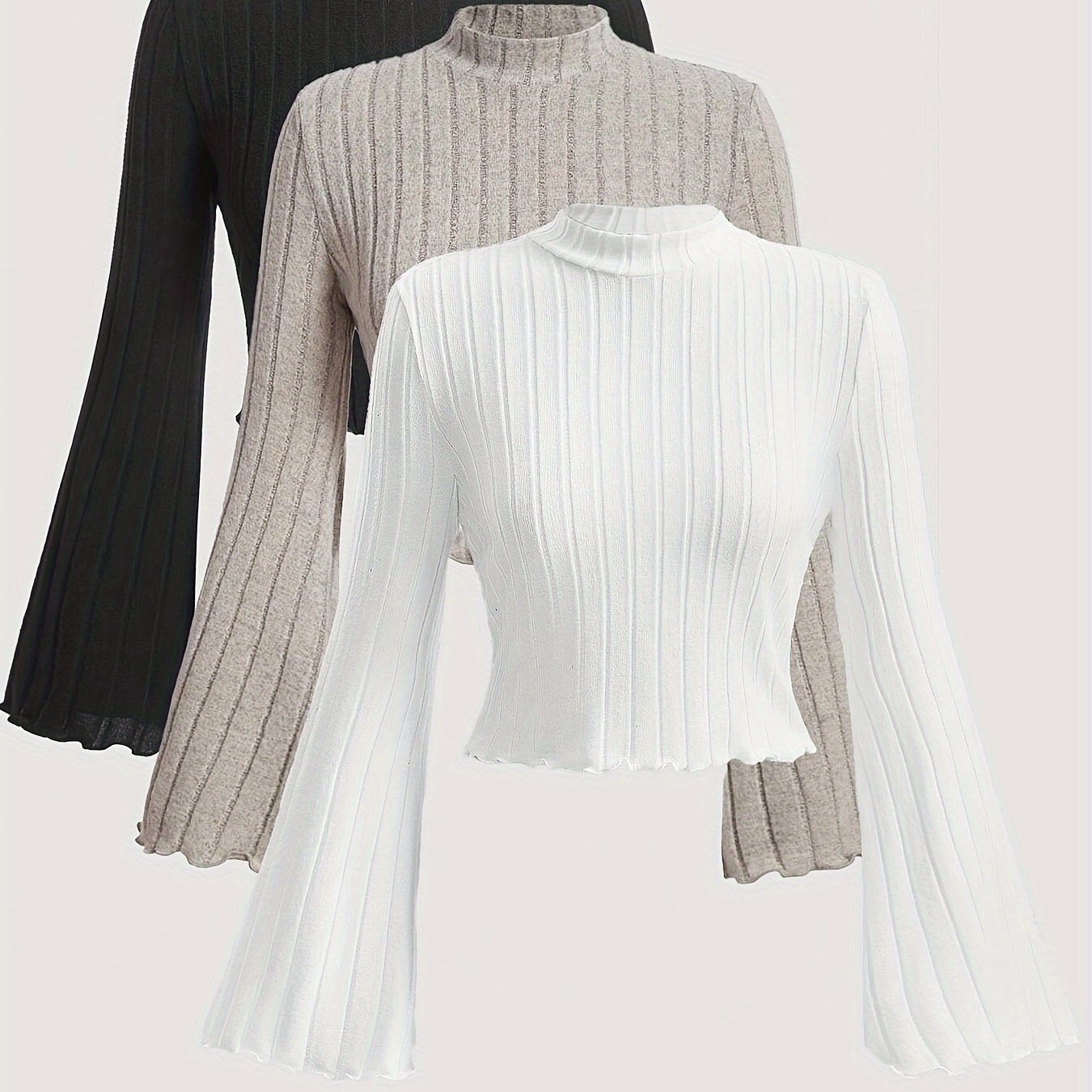 Image of 3 Slim-fit Long-sleeve T-shirts