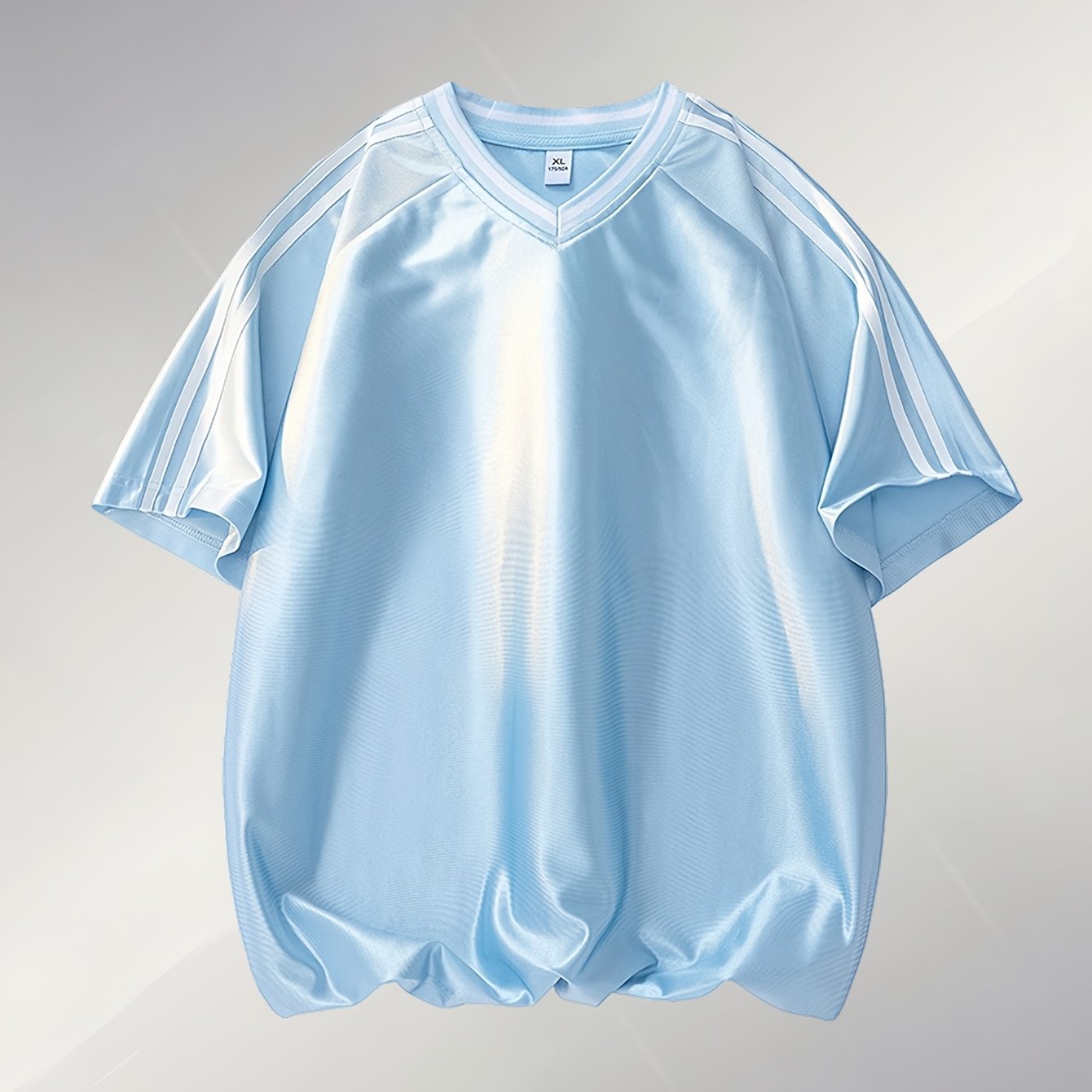 TEMU Fiber Fabric Raglan Sleeve T-shirt For Men, Summer Loose Fit Soft And Smooth Quick-dry Crew Neck Pullover, Men's Summer Striped Short Sleeve