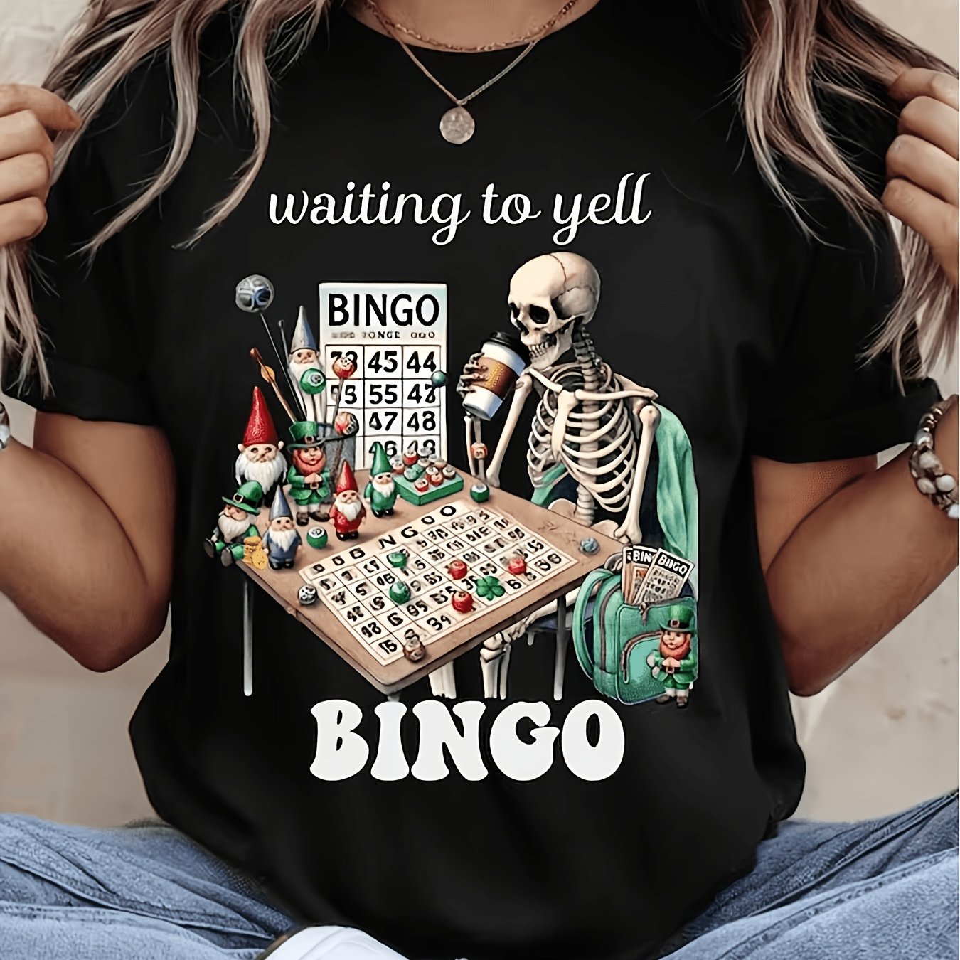 TEMU Men's Vintage Bingo-themed T-shirt Featuring A Number 75 Bingo Ball Design - Breathable Short-sleeve Crew Neck Shirt Suitable For Bingo Night