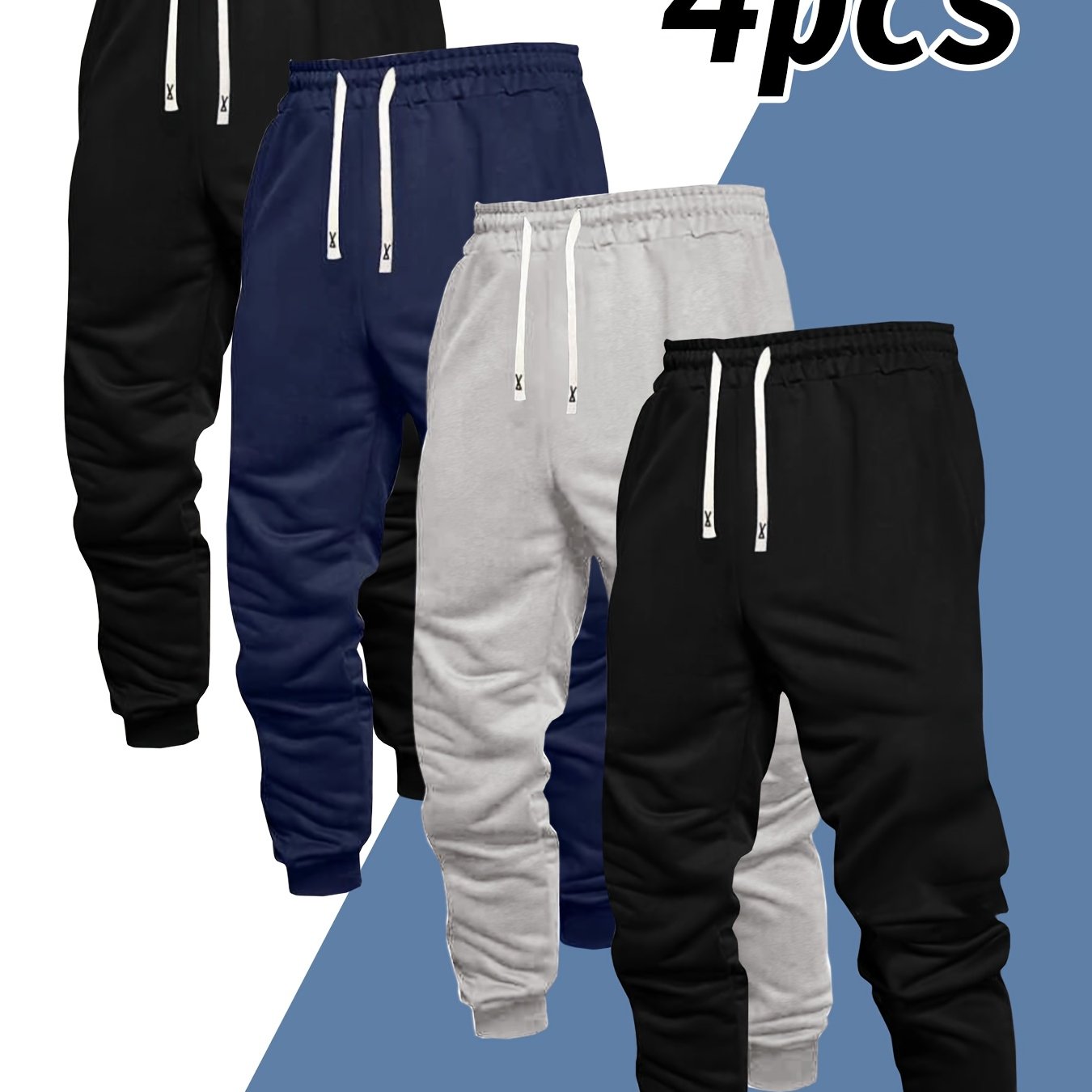 TEMU 4pcs Casual Pants For Men, Solid Pants, Slightly Elastic Ankle Pants, Jogging Pants, Men's Pants, Suitable For Home, Outdoor Sports, Dating,