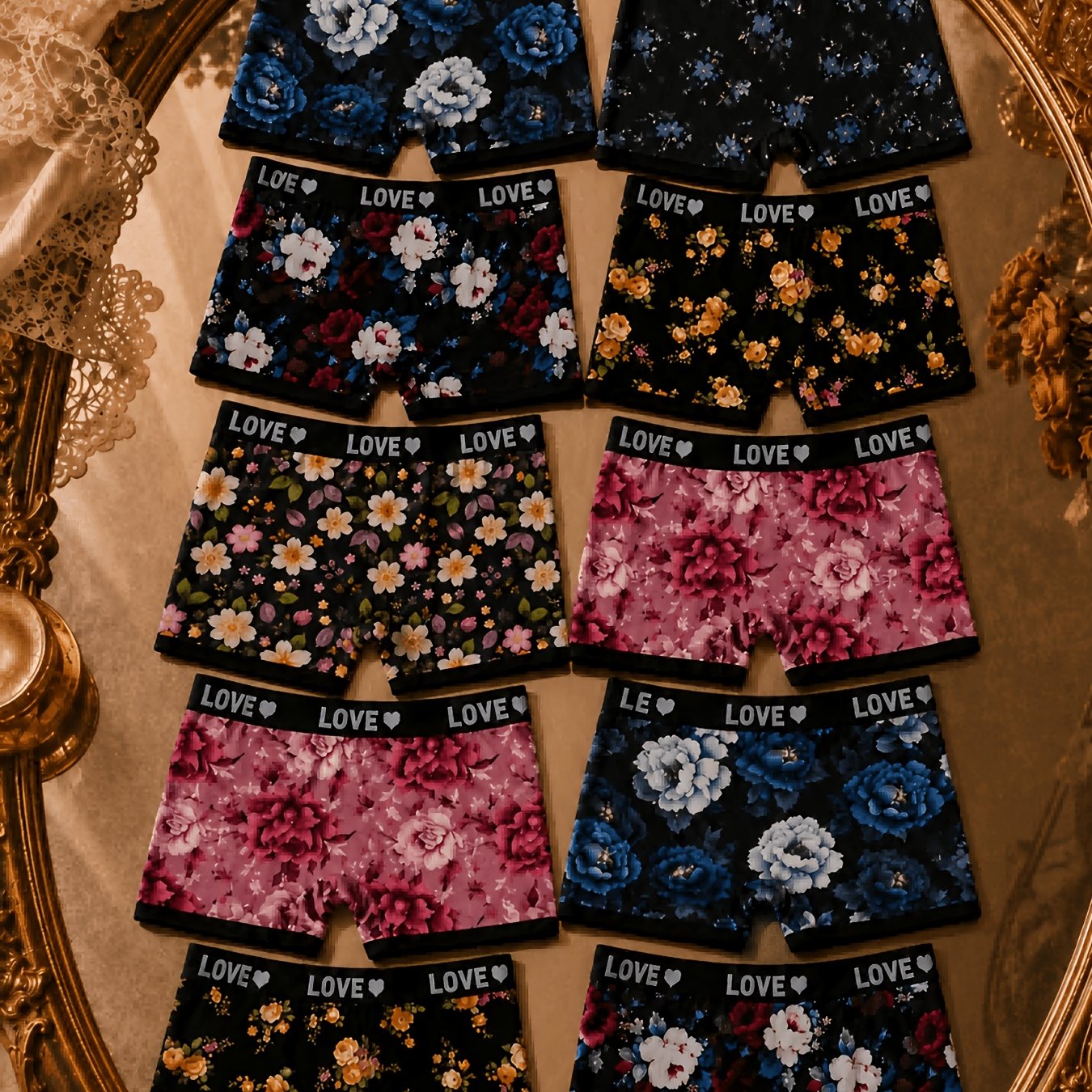 TEMU 10pcs Women's Vintage Floral Print Boxer Briefs, Random Floral Colors, Breathable Comfortable Short Shorts, Trendy Floral Boxer Shorts,