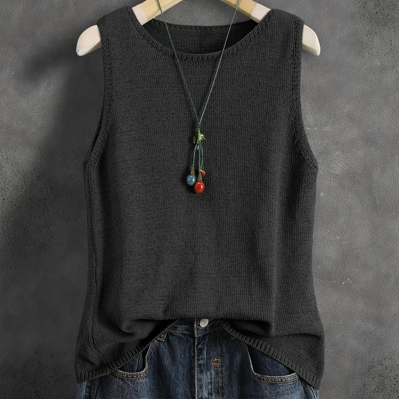 TEMU Solid Color Vest For Women, Lightweight Summer Style, Japanese And Hong Retro Layered Short Outerwear Tank Top