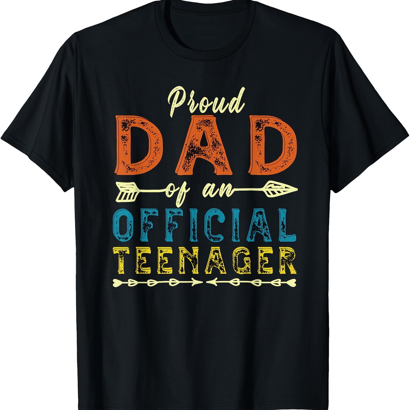 TEMU Official Teenager 13th Birthday Dad T-shirt, Men's Black Loose Short Sleeve Tee
