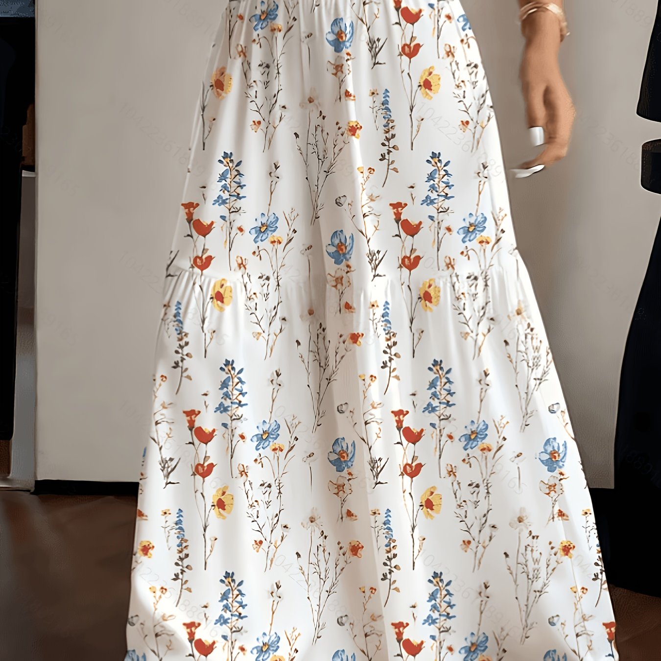 TEMU Women's Lightweight Floral Loose Leaf Print Wide-leg Pants