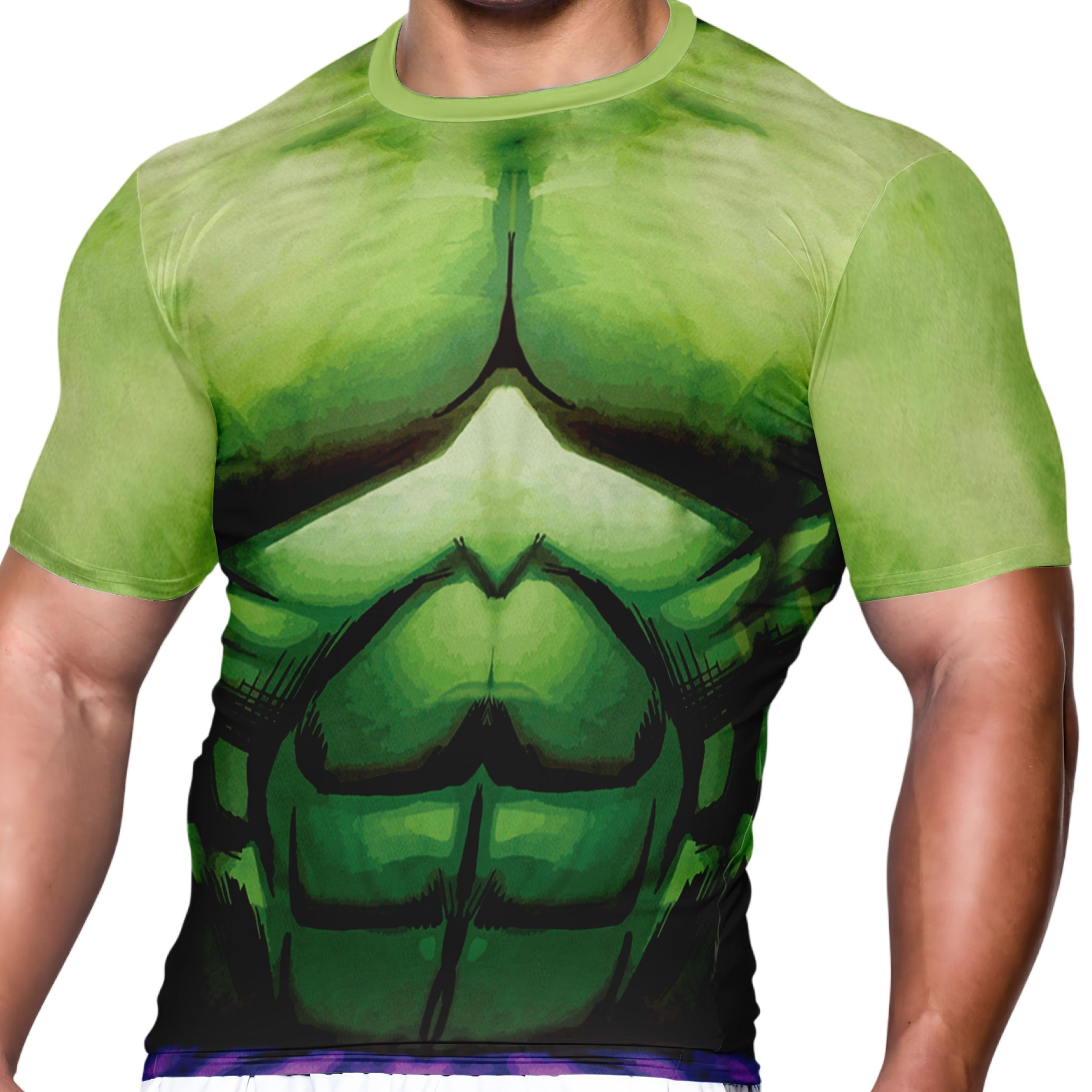 TEMU Men's High-stretch 3d Printed Compression Shirt - Quick-dry Breathable Polyester, Short Sleeve Crew Neck With Full-body Graphic Print For Sports