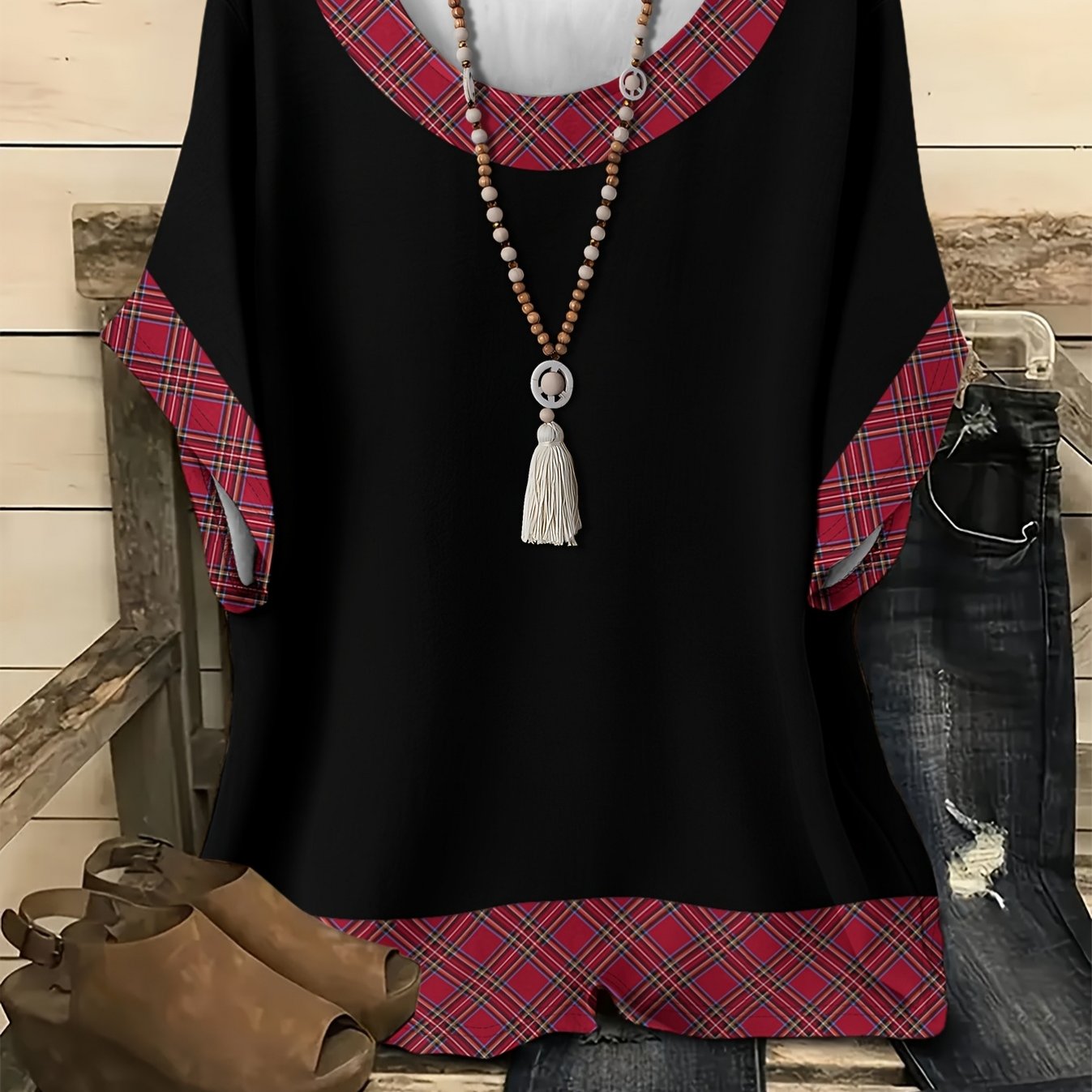 Image of 0xl-9xl Easy Pattern Printed Plus Size T-shirt - Casual Short Sleeve Round Neck, T-shirt Top - Women's Size Clothing - Additions Not Included