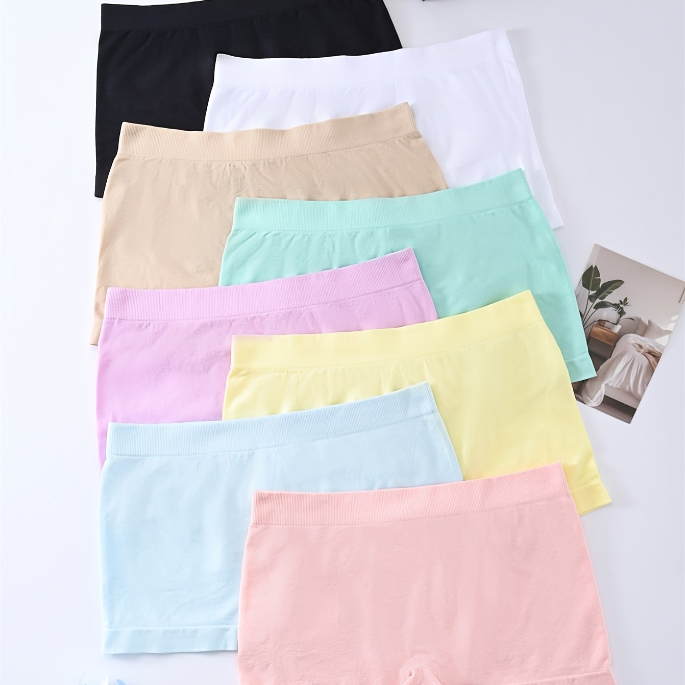 8pcs Girls' Cute Minimalist Basic Panties, Comfortable Breathable Stretch Underwear For Teens And Students