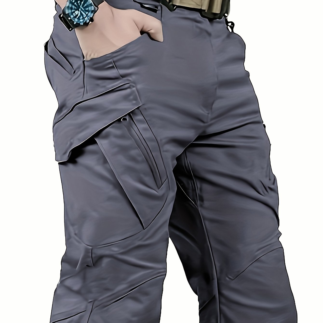 TEMU Men's Tactical Cargo Pants, Multi-pocket, Wear-resistant And Scratch-proof, Suitable For Outdoor Construction Workers, Hiking, Spring/autumn