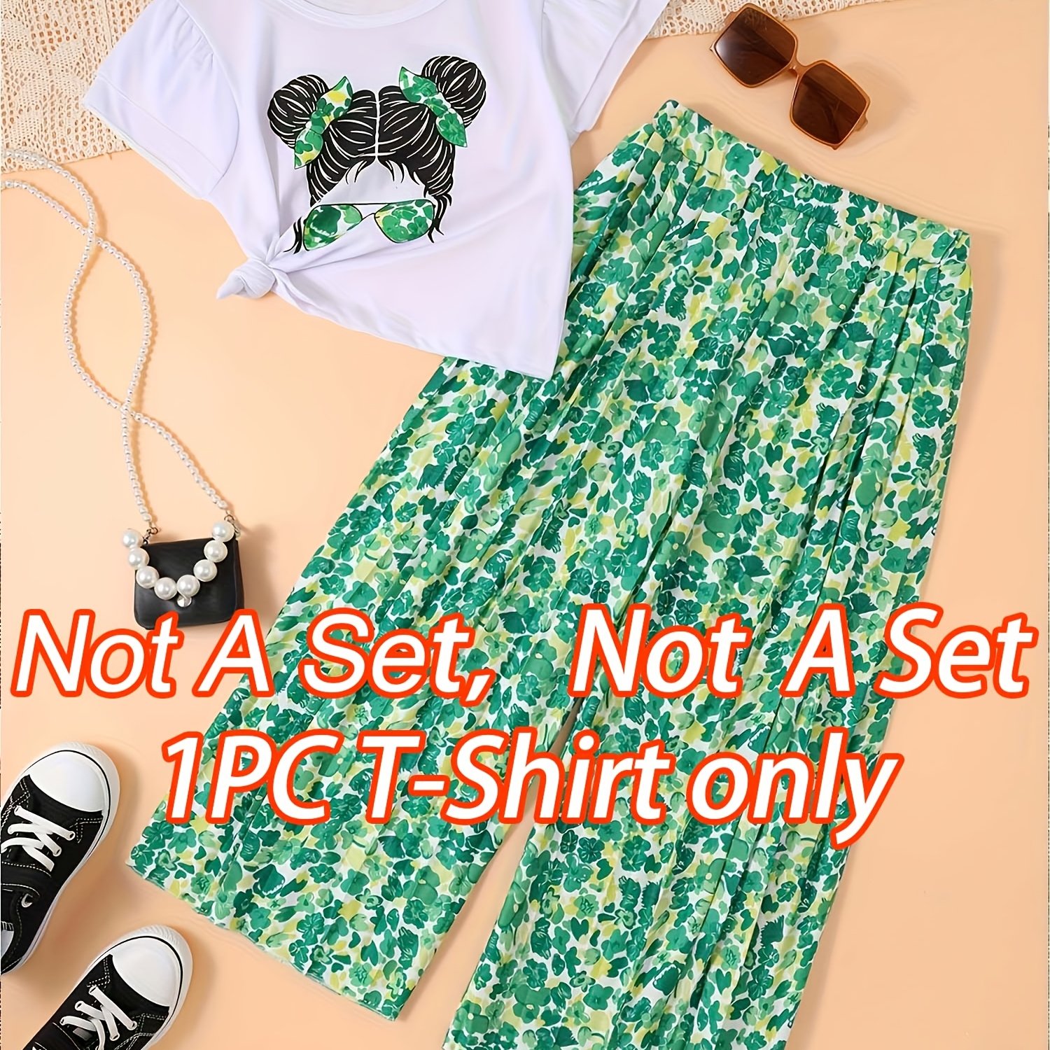 Image of Girls' Short Sleeve T-shirt For Spring And Summer Single Piece Top, Not A Set, Not A Set. Birthday Gift, For Easter, Mother's Day, And Clothing