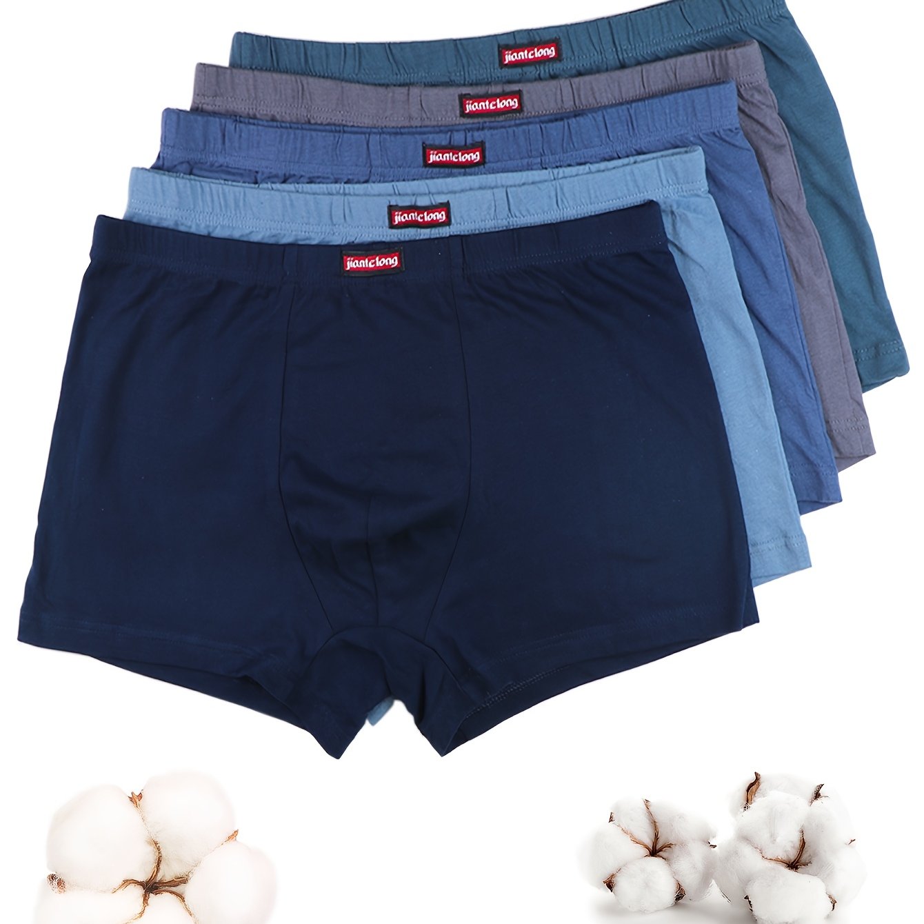 Image of Random 5pcs Men&;s Cotton Boxer Briefs - Breathable, Moisture-wicking, Solid Color Underwear, Breathable Comfortable Stretchy Underwear,suit To Casual And Sport Wear