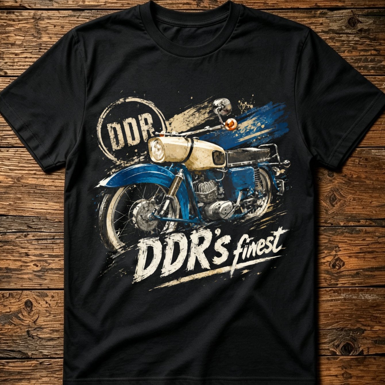 Image of Ddr Motorcycle Side -shirt East Germany Vintage Mz Bike Graphic Tee Ddr Distressed Retro Design