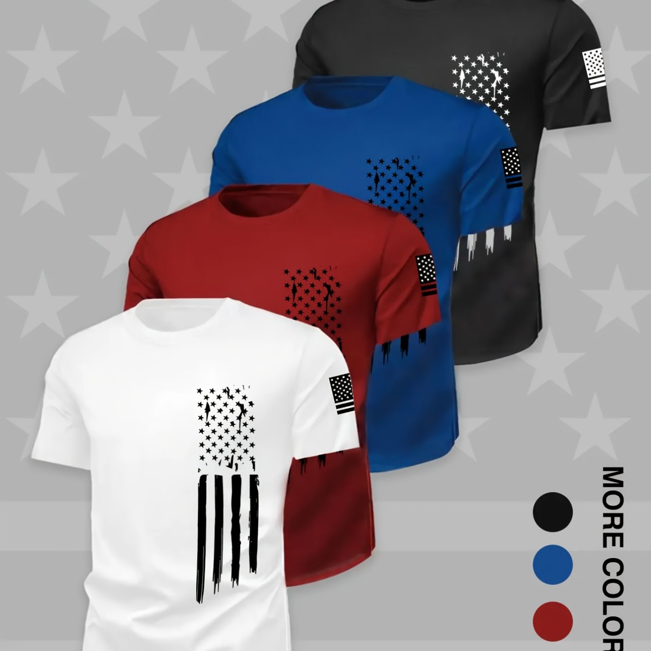 TEMU 4pcs Men's Print Short-sleeve T-shirts, Suitable For Casual Wear, Sports, And Outdoor Activities, Crew Neck Casual Shirt, Random Patterns,