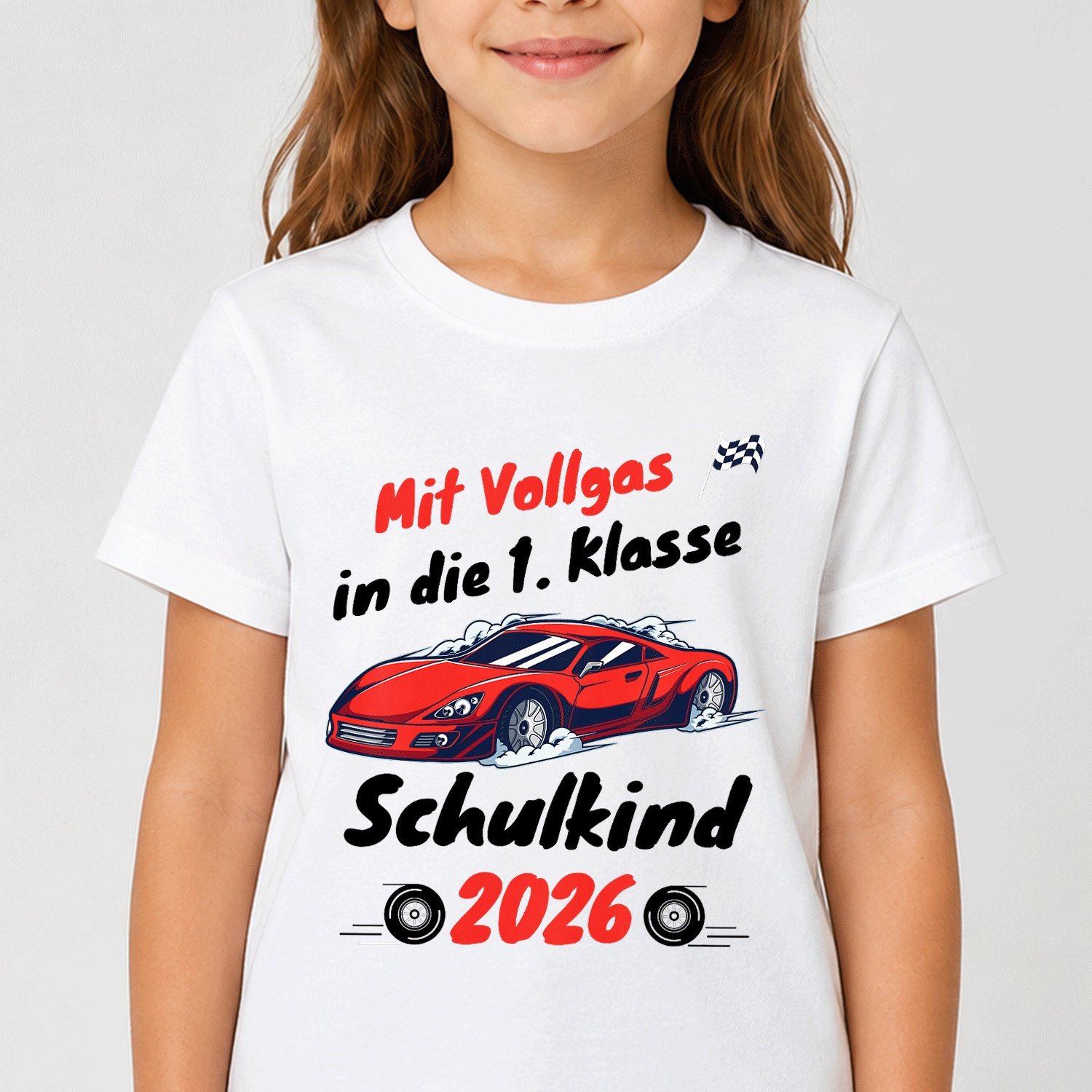 Image of 1pc Kids 2026 Boy School Bag Racing Car Back To School T-shirt Comfortable Casual Crew Neck Tee For Boys And Girls T Shirt, 200g