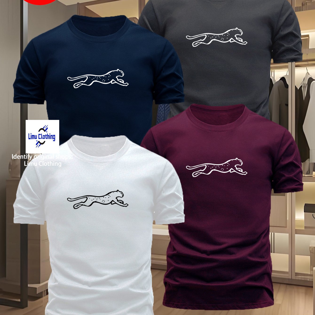 TEMU 4-pc Of Men's Fashion Short-sleeved T-shirts, With A And Dynamic Leopard Pattern, Showcasing Vitality And A Sense Of Power. Suitable For Daily