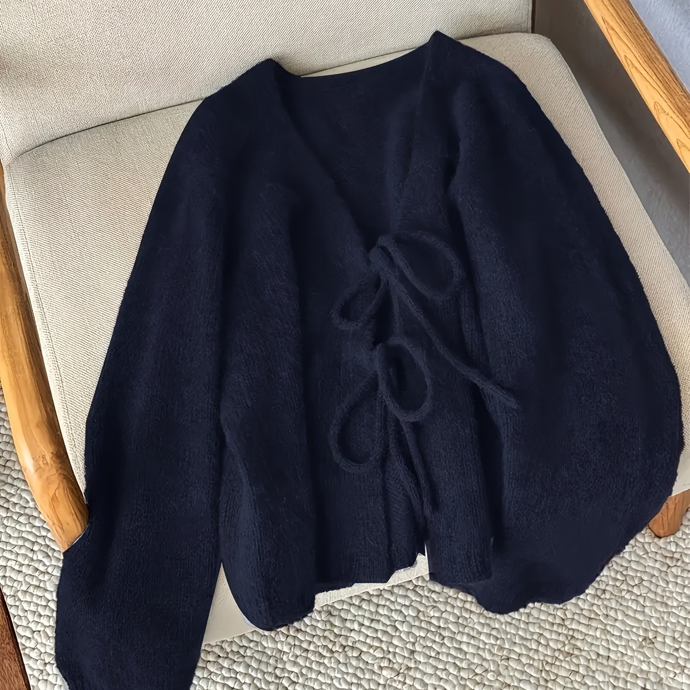 New Fashionable Elegant ' Color Long Sleeve Front Tie Cardigan