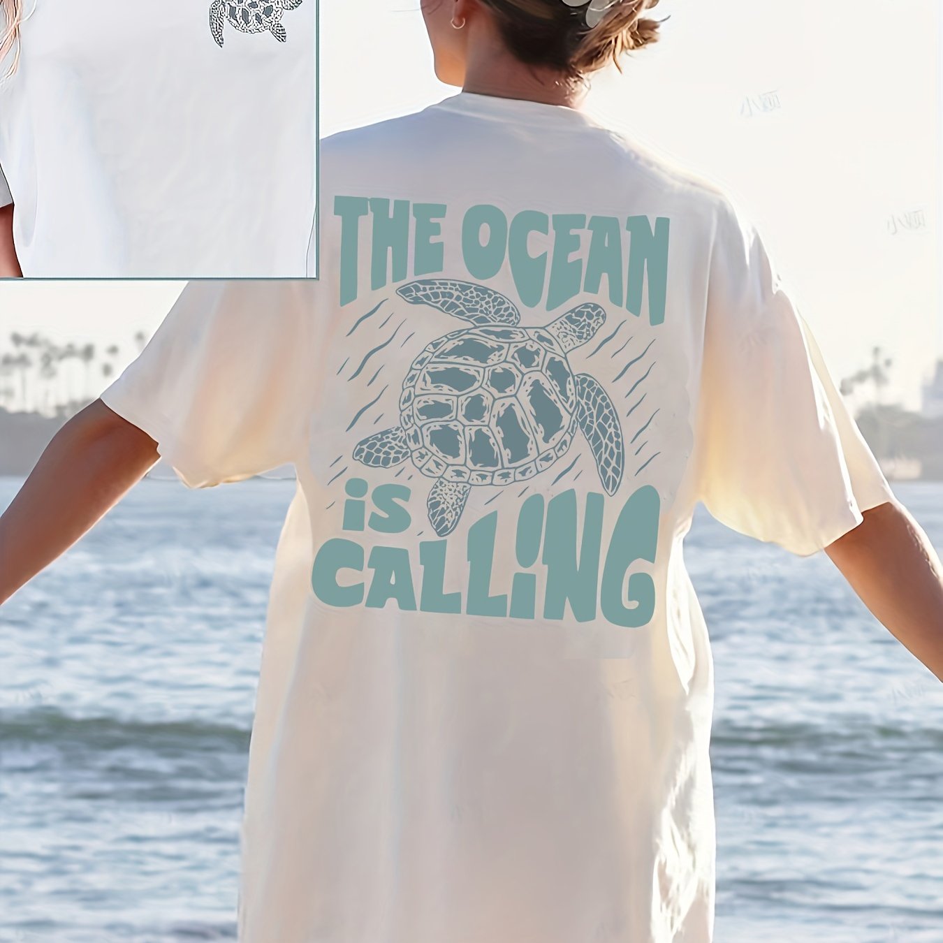 TEMU Graphic Print Drop Shoulder T-shirt, Short Sleeve Crew Neck Casual Top For , Women's Clothing