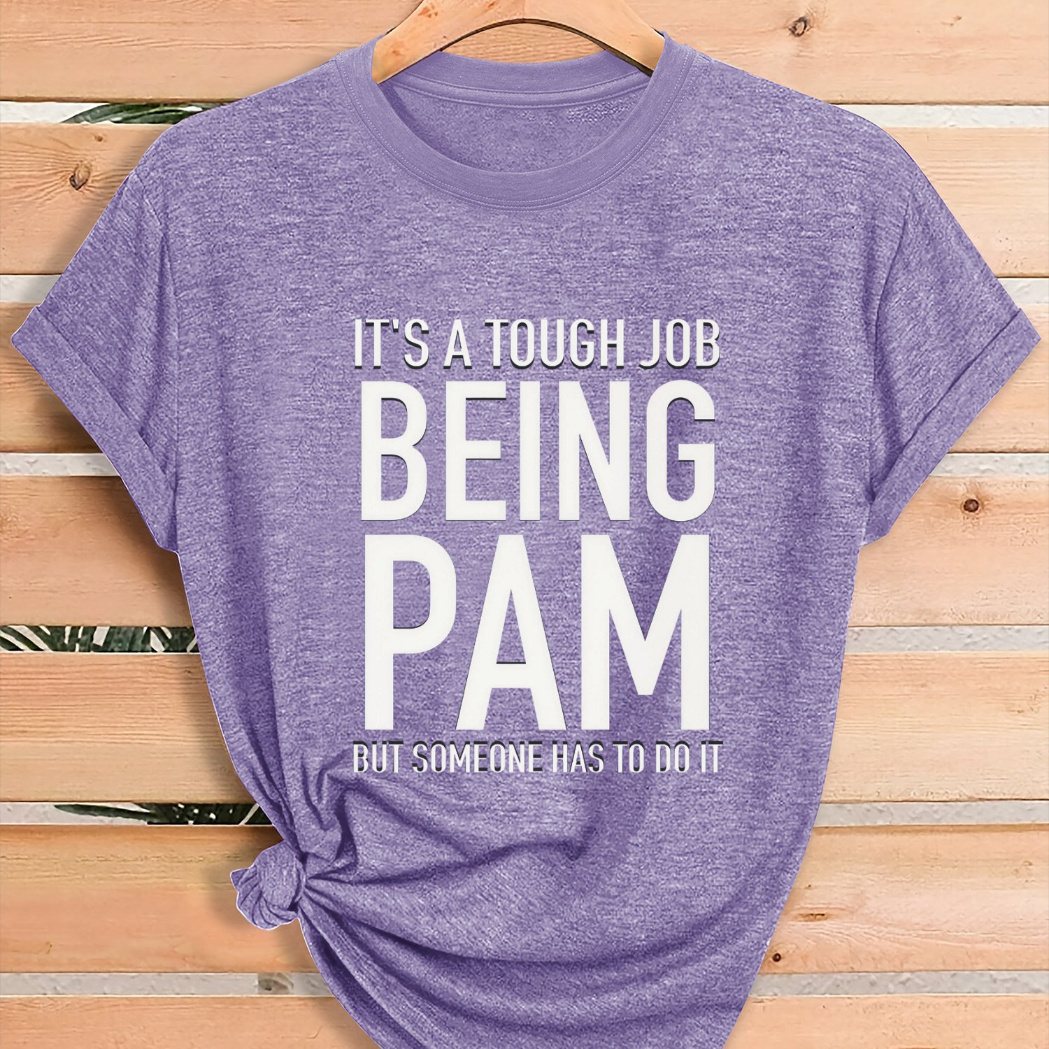 TEMU Women's Crew Neck Short Sleeve T Shirt With Funny Pam Slogan Print Style Casual Tops