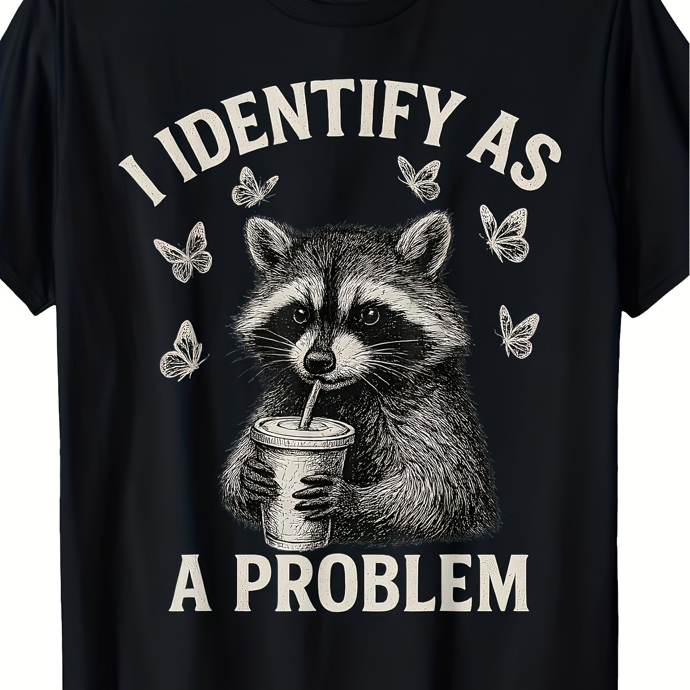 TEMU Women's Funny I This Is A Problem Raccoon T-shirt With Print And Raccoon Graphic Casual Crew Neck, Great For Parties Loungewear-unisex Holiday