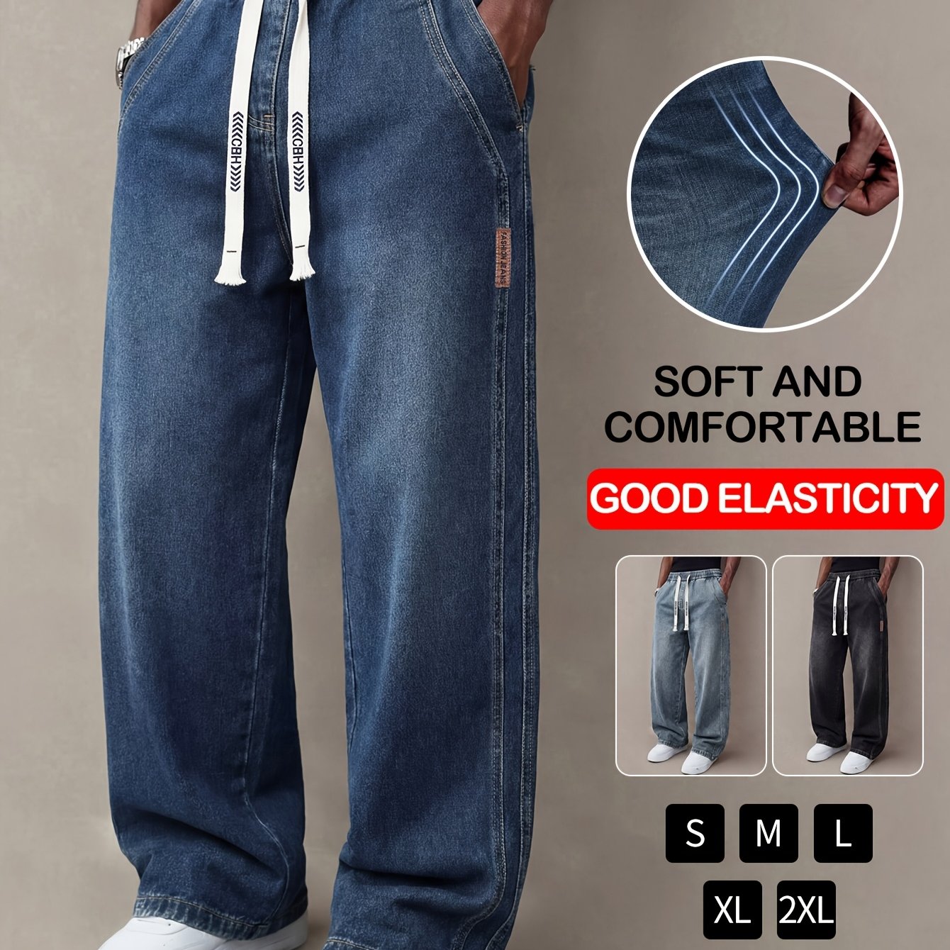 E-shop Sommerliche dünne Herrenjeans, lockere Straight Leg Herrenhose, trendige Marke, weites Bein, vielseitige lässige für Herren