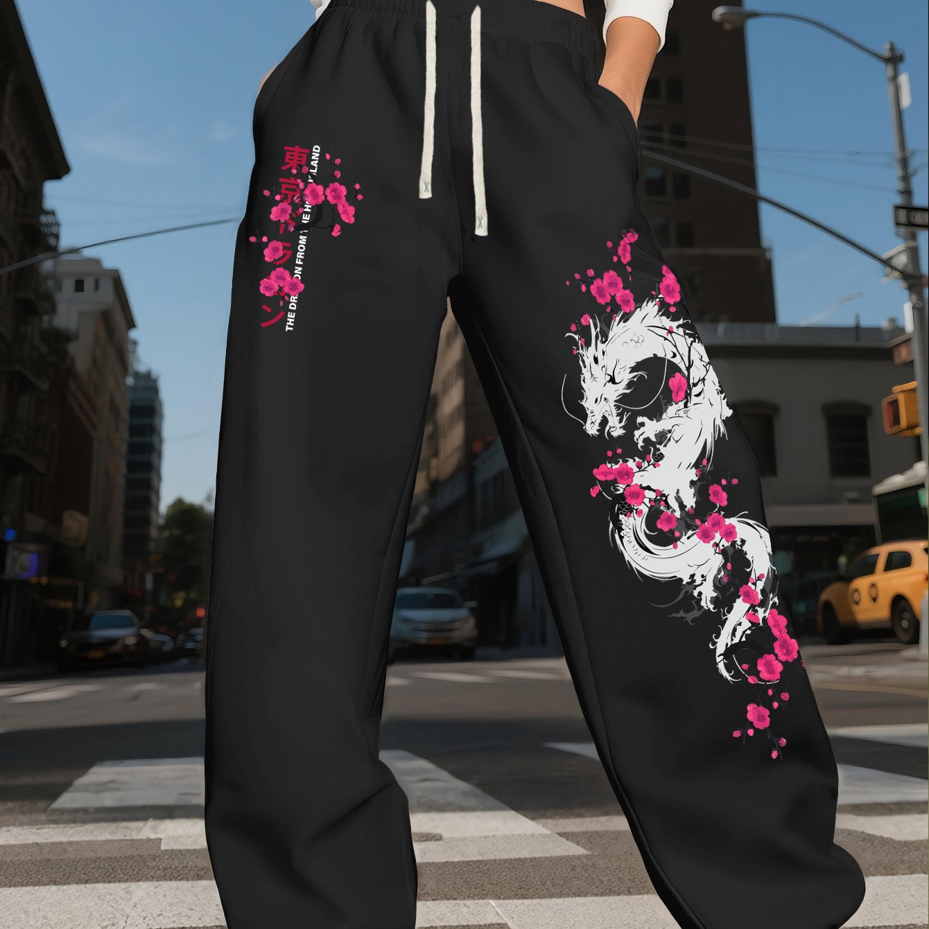 TEMU Pantalones deportivos para mujer estilo Y2K Street, con estampado de y de agua profunda y