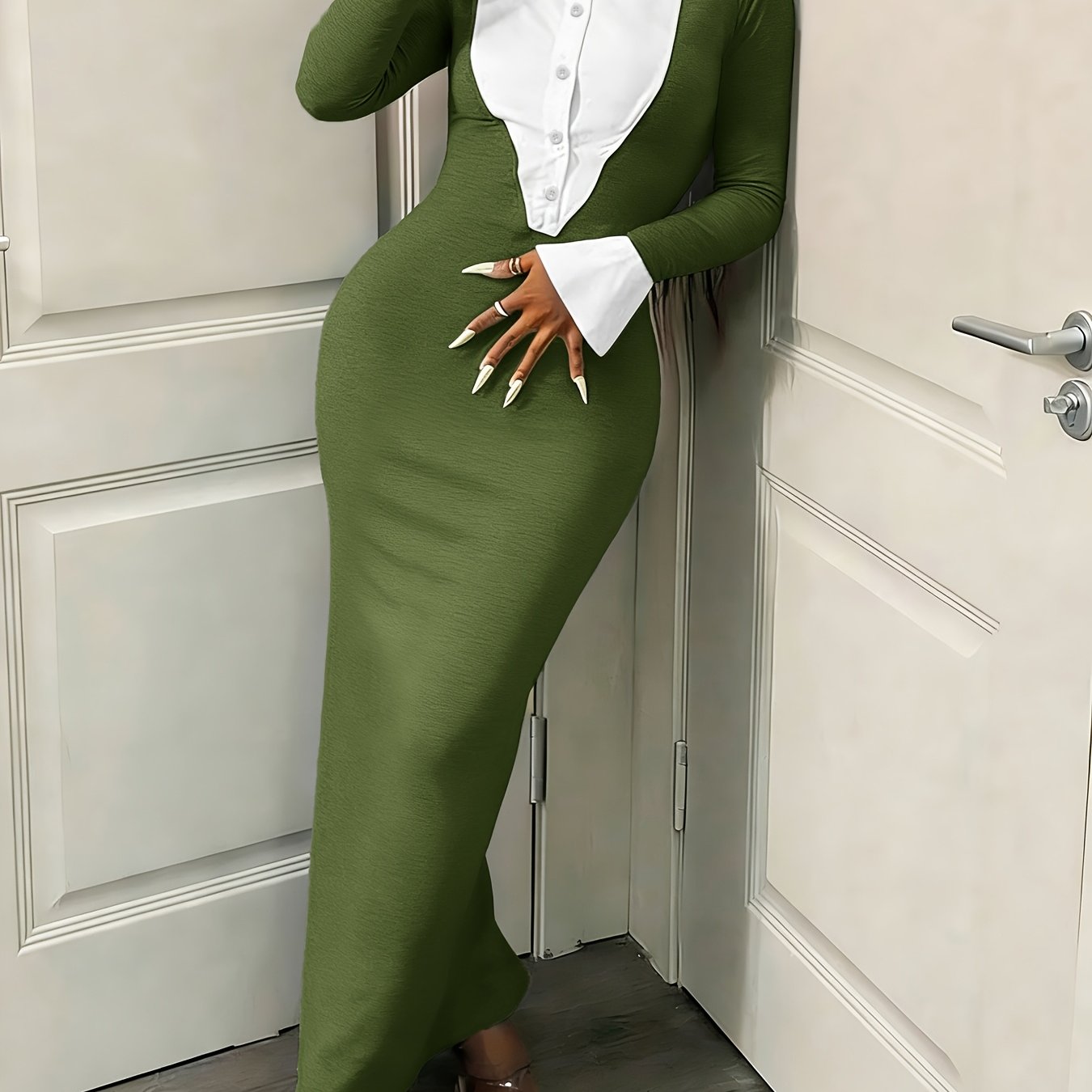 TEMU Robe mi-longue et tendance, coupe , idéale pour /hiver, quotidiennes, les voyages décontractés et les réunions