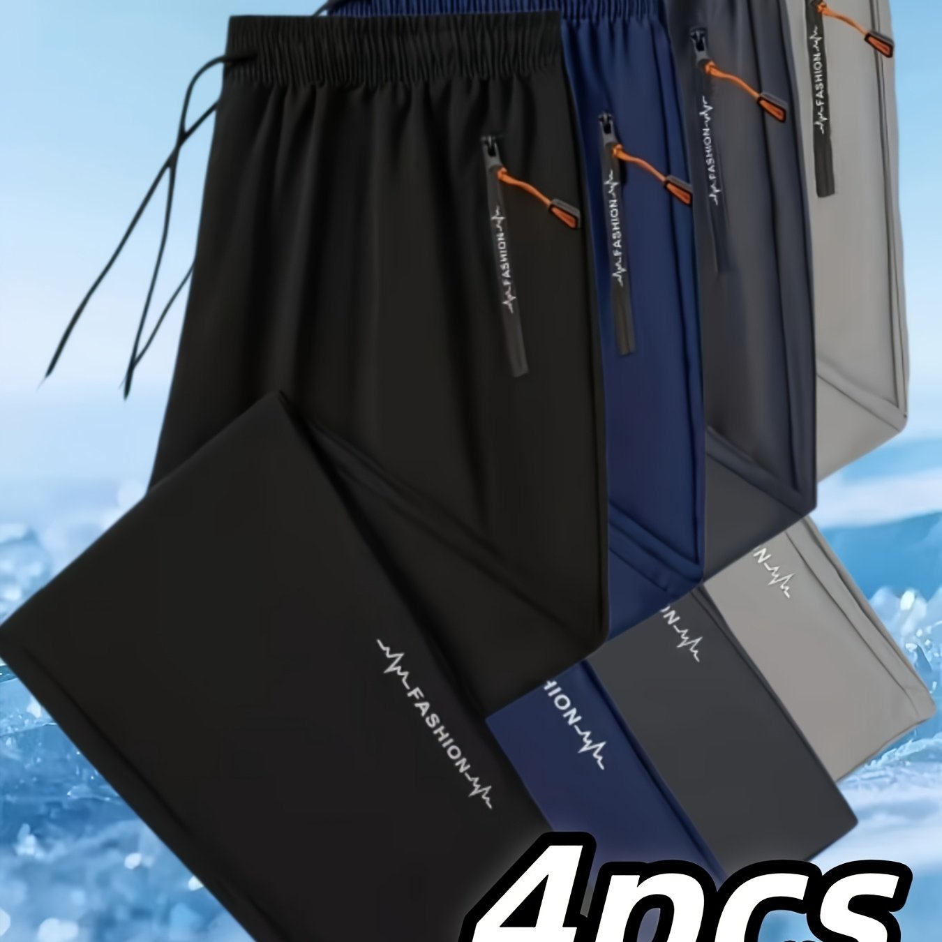 TEMU 4pcs Men' & Women' Jogger Pants With Zippered Pockets - Lightweight Workout Pants Suitable For Sports, Gym,, Drawstring Waistband, Machine