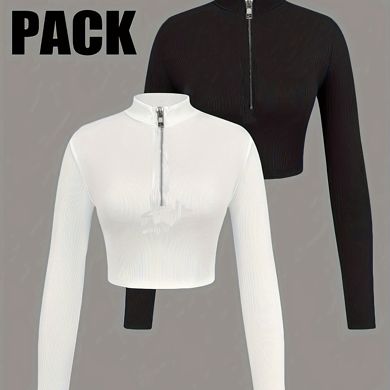 Fitted Two-piece Set With A Zip-up Collar T-shirt