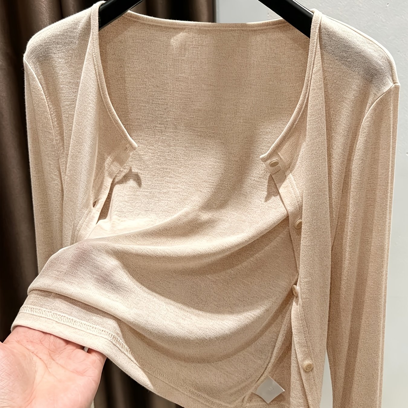 TEMU Lightweight And Breathable Thin Cardigan For Women, V-neck Button-up Cover-up