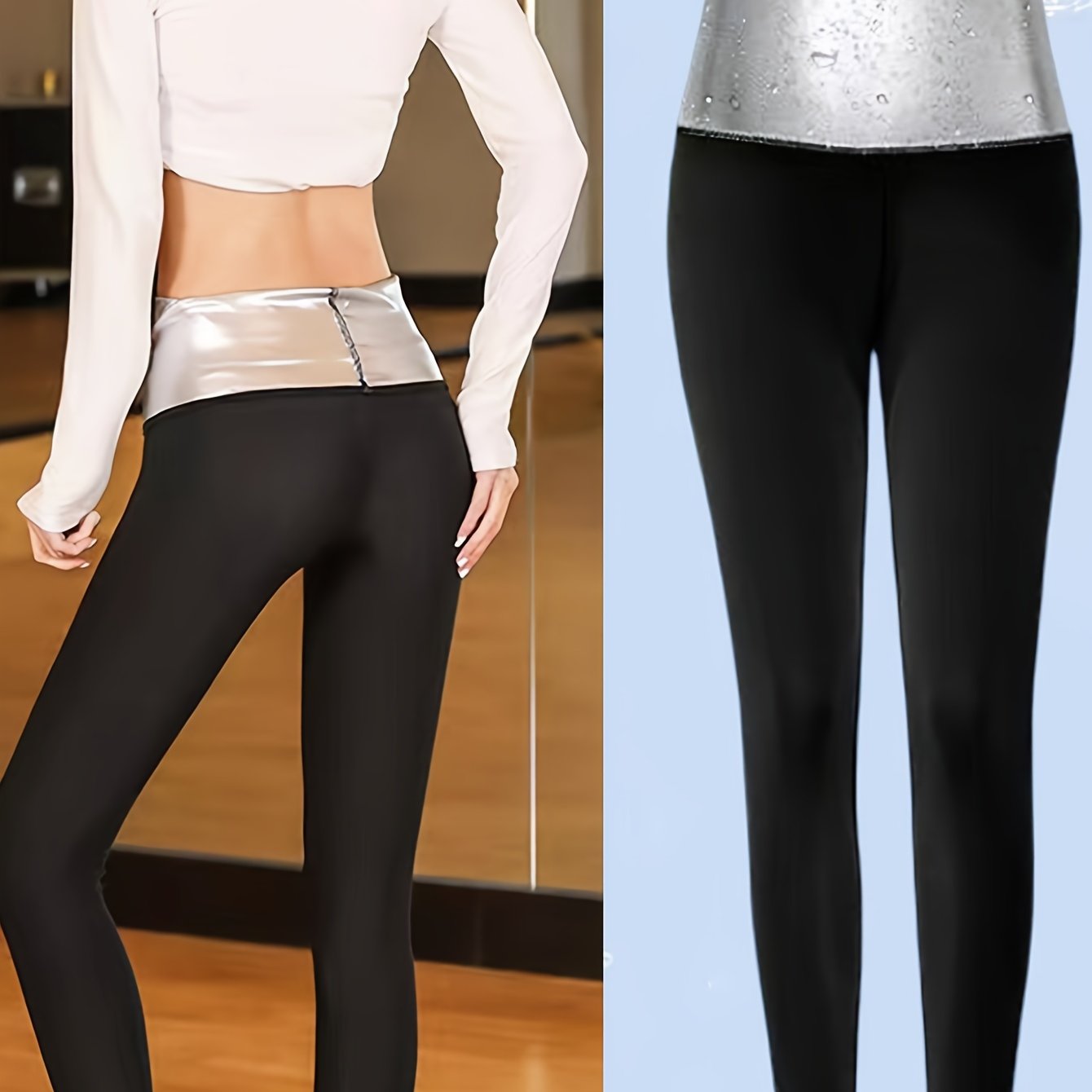 1pc Women's Sauna Pants, High Waist Sauna Pants, Very Suitable For Sports, Yoga, Fitness And Jogging, 7/8 Length Sports Leggings