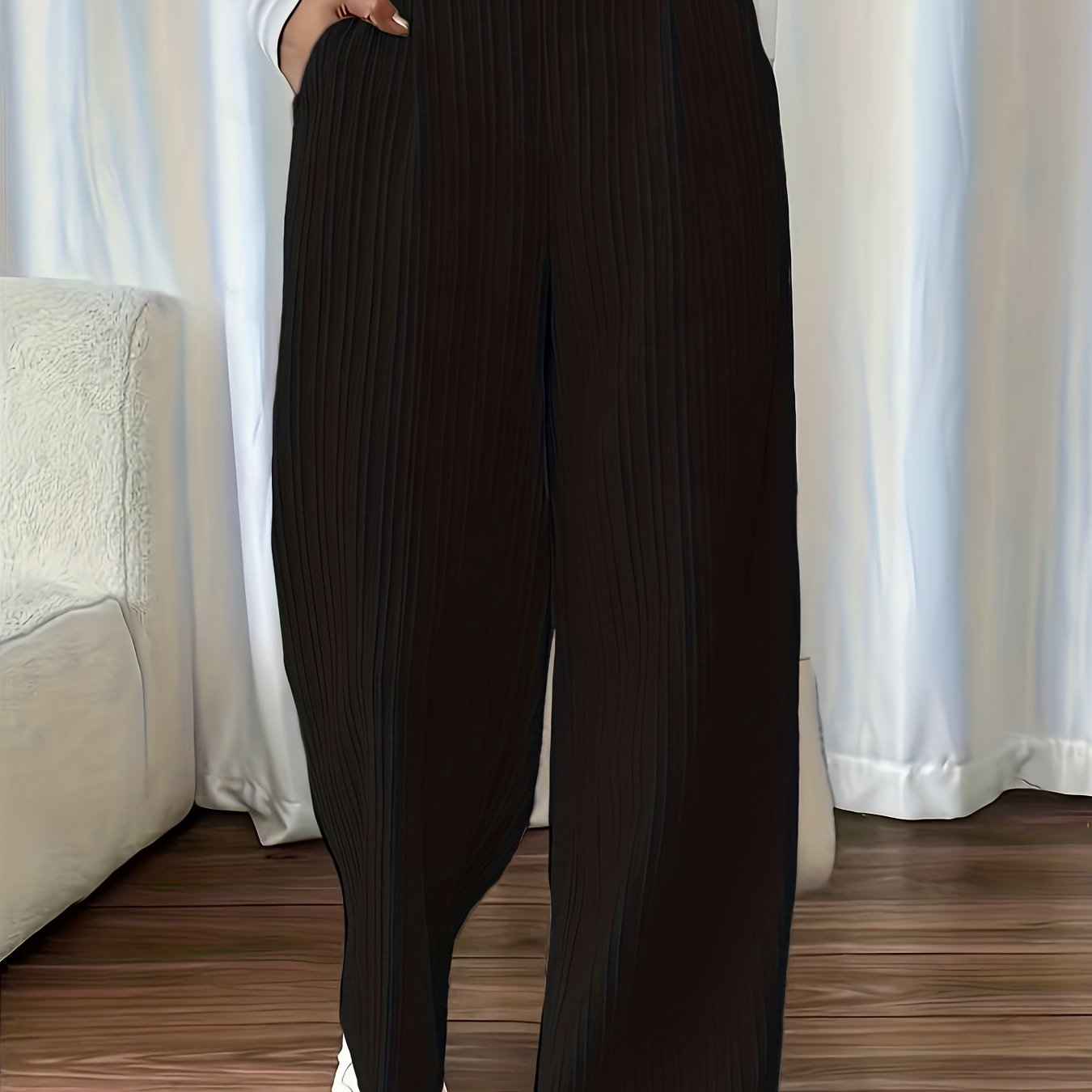 E-shop Damenhosen mit Eleganter Weite - Strukturierte Stoffhose für Casual & Formelle Anlässe, Maschinenwaschbar
