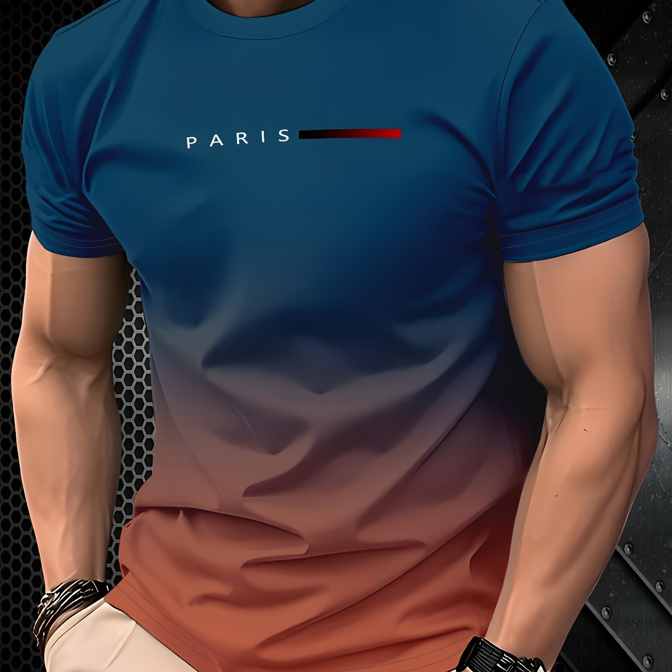 TEMU Men's Fashion Casual T-shirt - , Round Neck Short Sleeves, Machine Washable, Comfortable For , Daily Wear | Round Neck T-shirt | Smooth Texture