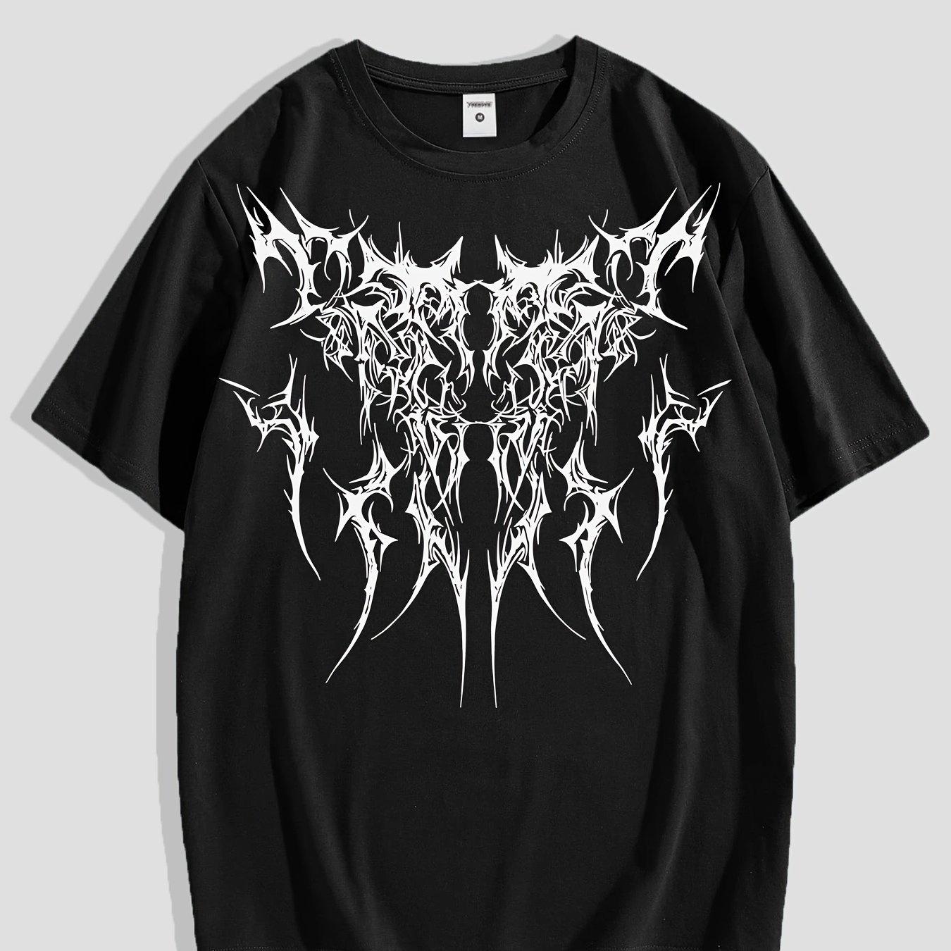 TEMU Edgy Ensemble, Men's Gothic Dark Totem T-shirt - Breathable Polyester, Crew Neck, Short Sleeve - Summer