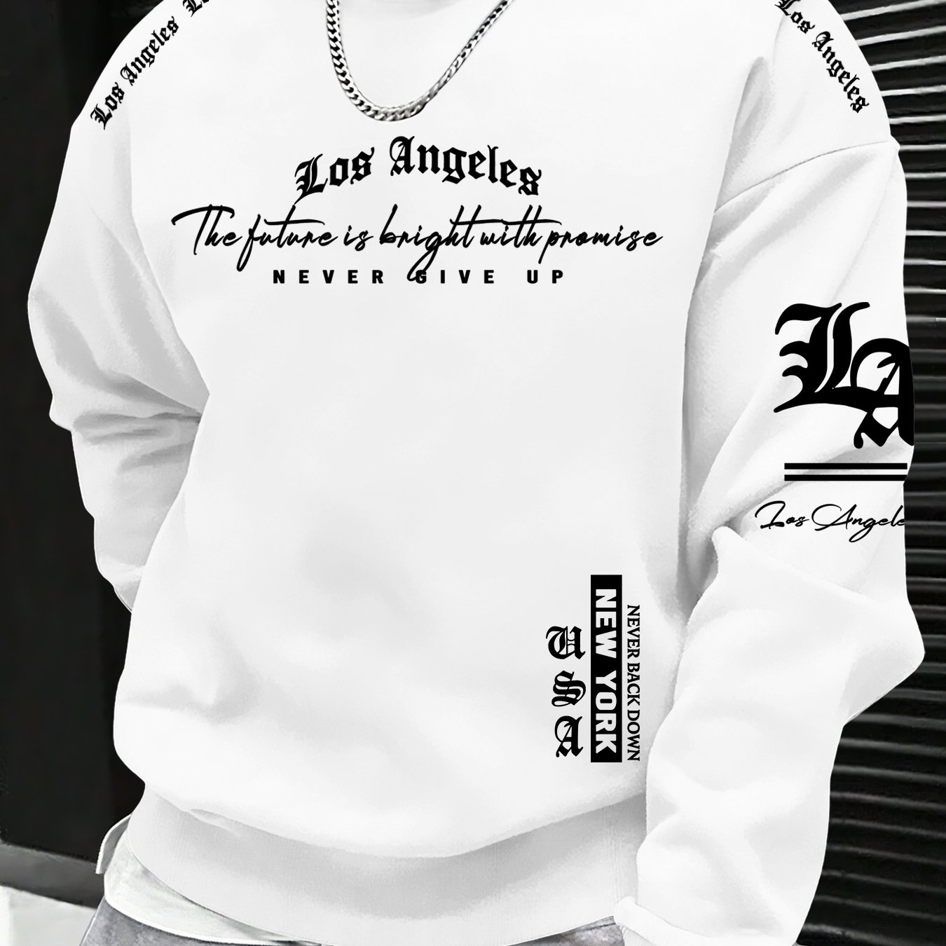 TEMU Los Angeles Future Promise Theme Round Neck Sweatshirt