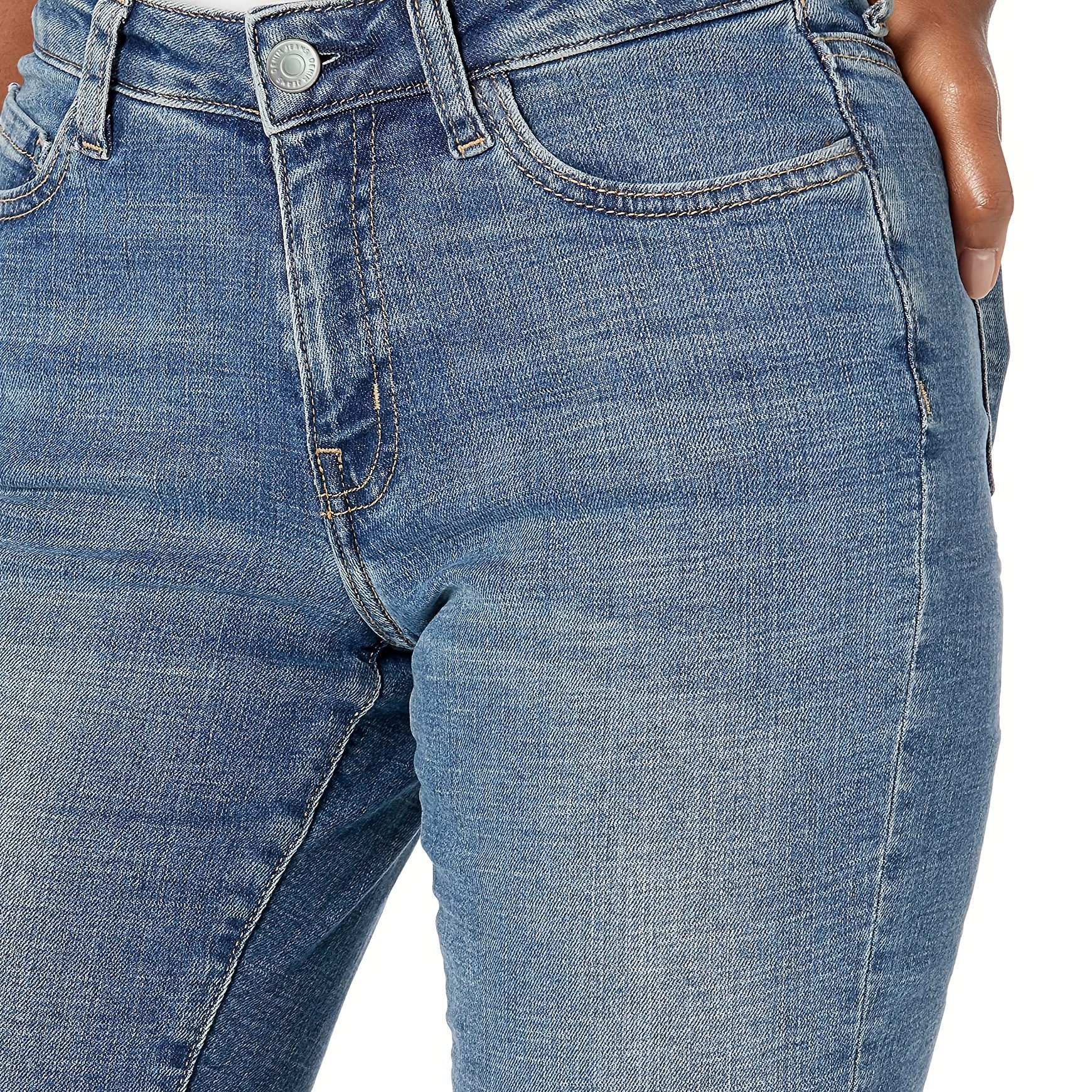 Women's Stretch Denim Shorts - Casual Light Wash With Rolled Hem, Slant Pockets, And High Elasticity For , Comfortable Denim | Fitted Cut Shorts | Machine Washable Fabric, Jean Shorts