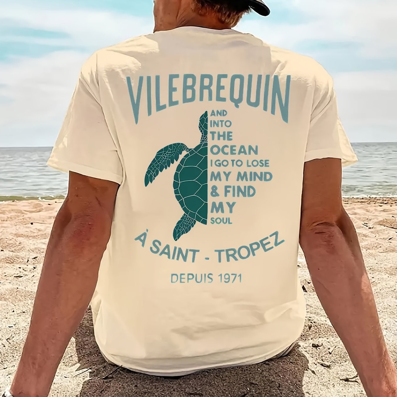 TEMU Men' Mint -shirt - Mint Sea Graphic Tee For Beach, Vacation & Casual Attire - Lightweight Summer Shirt For Coastal Outfits & , Beach Clothing,