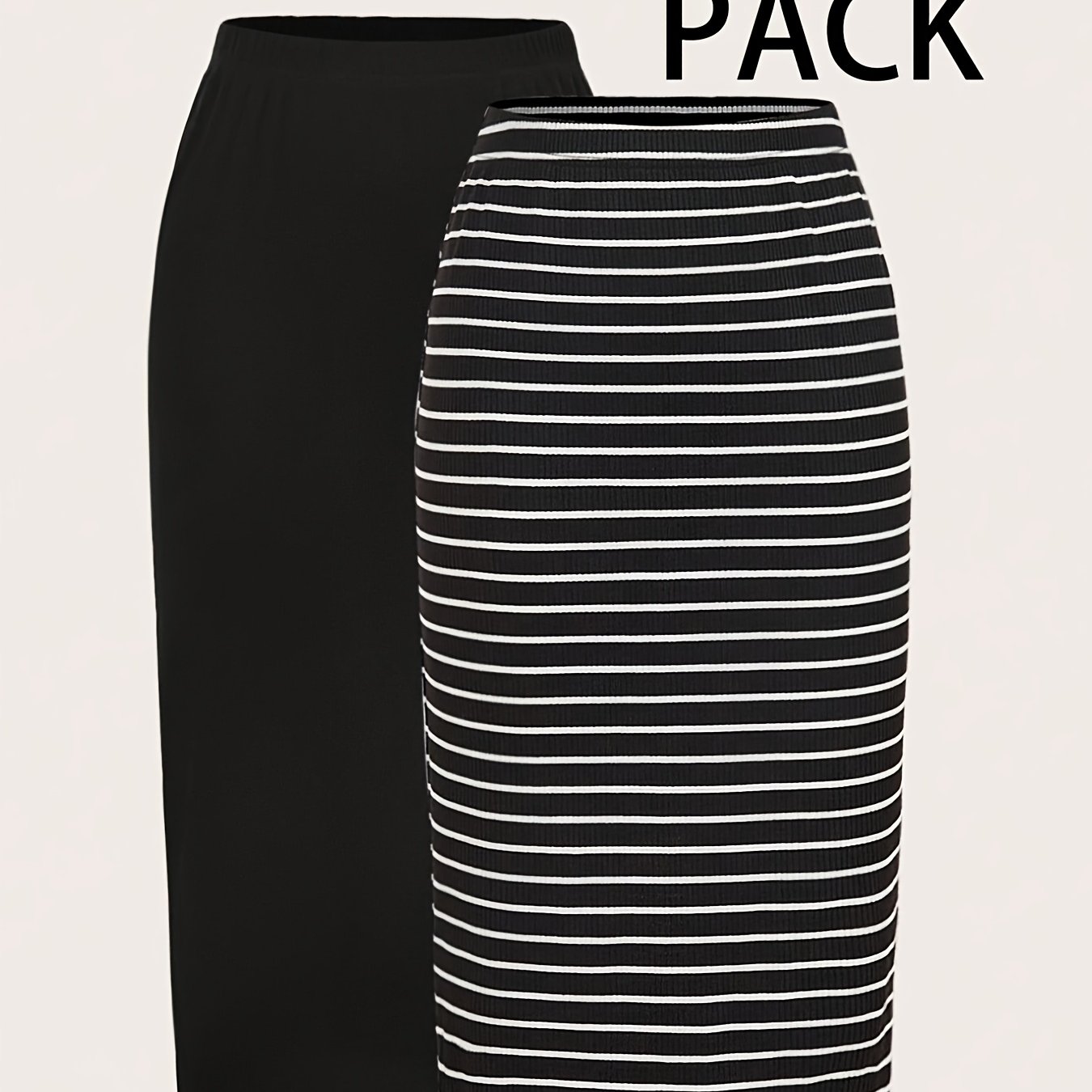 E-shop Damen 2-teiliges lässiges Streifen-Rock-Set in Unifarben, Bleistiftrock, Sommerrock, langer Rock, Sommer, Damen Business Casual, Back To,