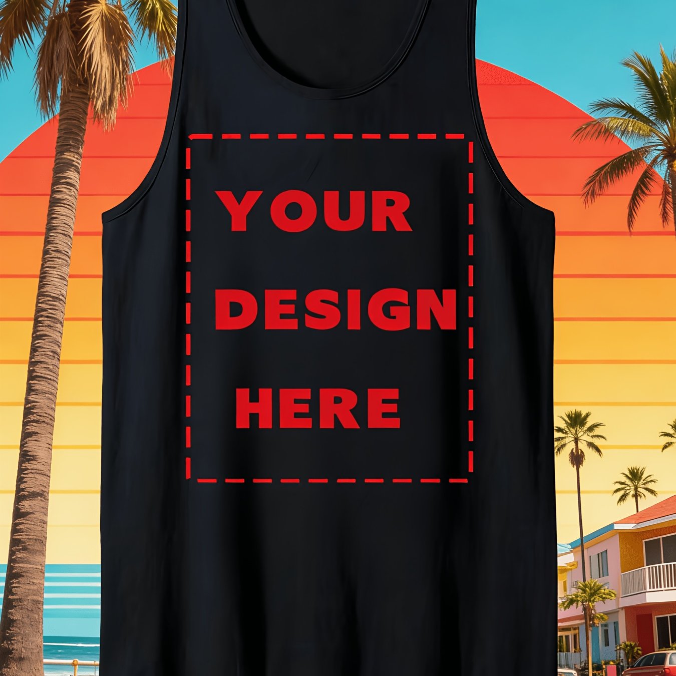 TEMU Men's Custom Text/ Athletic Tank Top - Personalized Sleeveless Gym Shirt -dry Breathable Fabric, Loose Fit For Big & Tall, Suitable For Workout