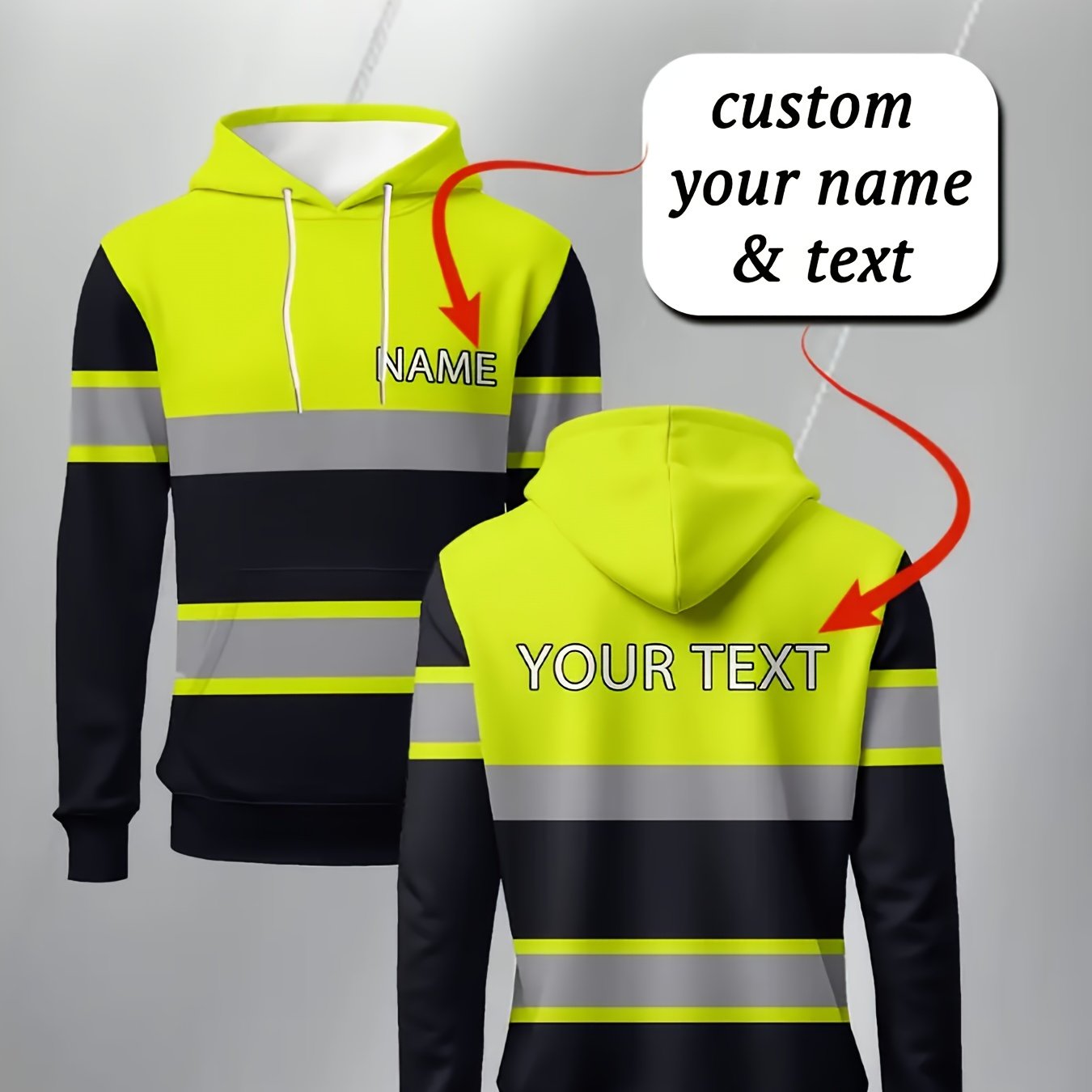 TEMU Sweat à capuche personnalisé pour homme - Impression de nom et de personnalisés, Bloc de couleur , Plusieurs options de couleurs, Impression