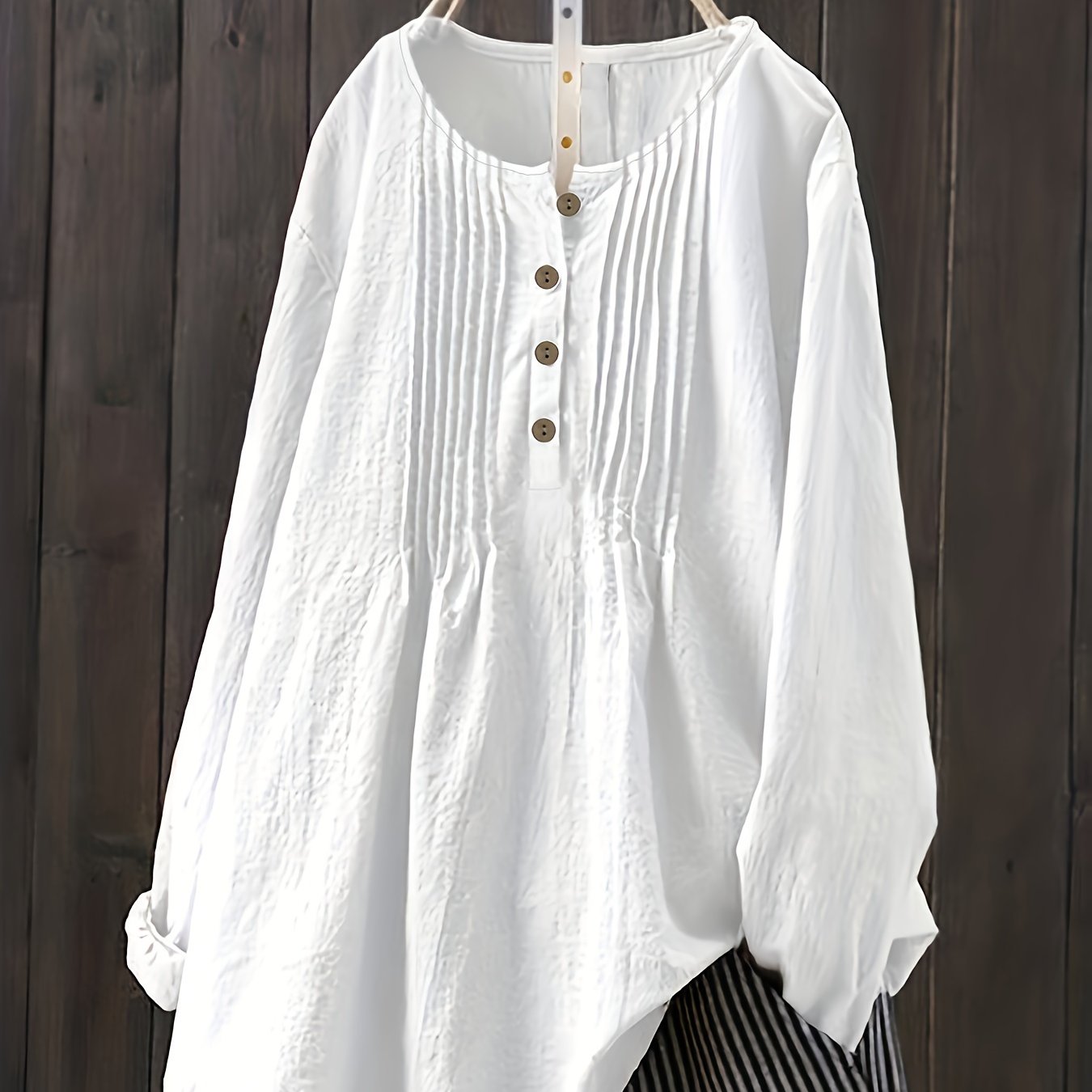 Plus Size, Plus Size Women's Casual Long Sleeve Loose Round Neck Versatile Shirt