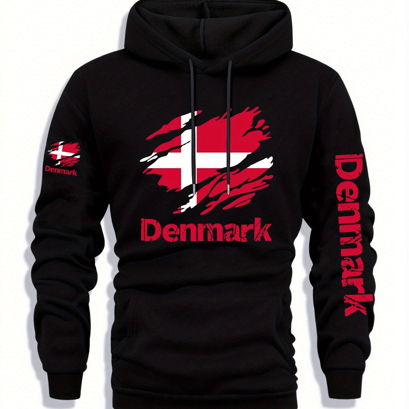 TEMU Men's Multi-panel -lined Hooded Sweatshirt, Denmark, Autumn/winter, Versatile, Sporty, Casual, Streetwear, Outdoor Leisure Hoodie