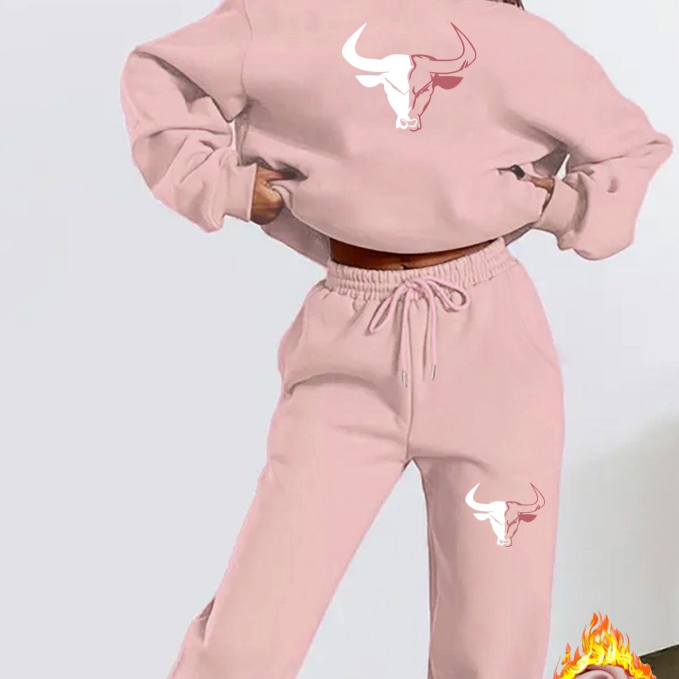 TEMU 2pcs Autumn/winter Fashionable And Elegant Women's Set Featuring A Print In Black, White, And Red. The Set Includes A Hooded Sweatshirt And