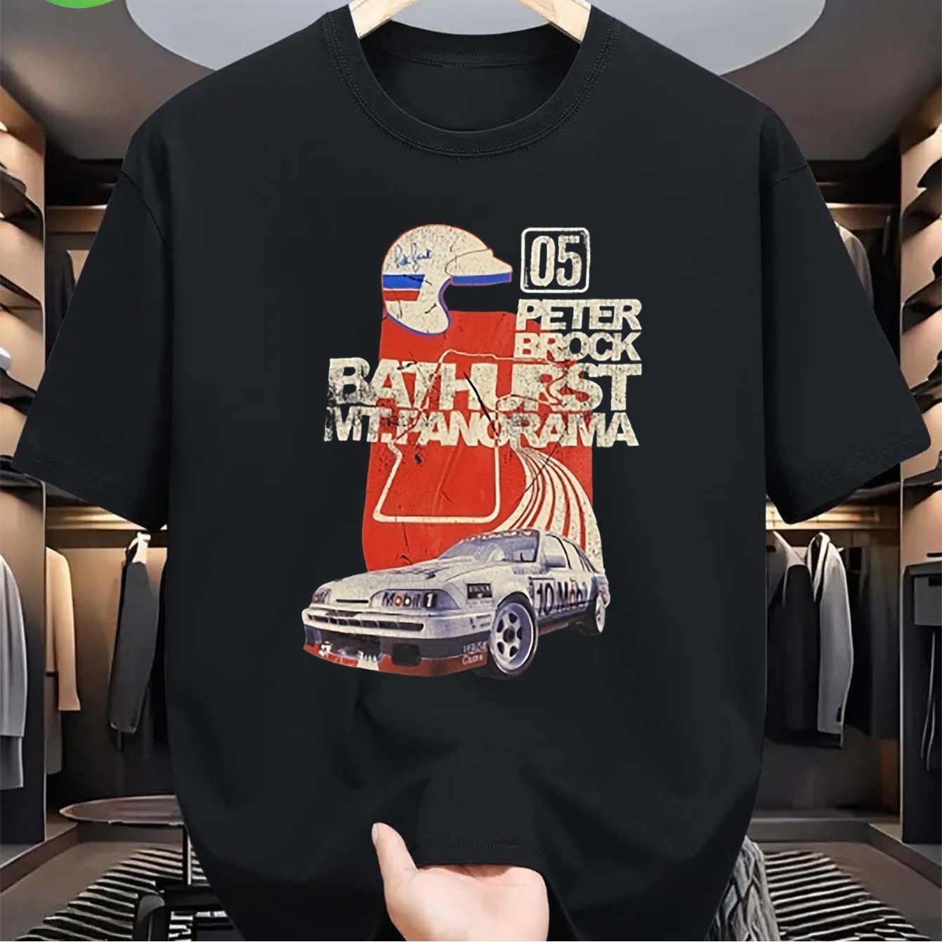 TEMU En's Vintage Racing Print T-shirt- Peter Otorsport T-shirt-40g Heavyweight-olid Black With Red And Pattern- Casual Racing Apparel And Casual