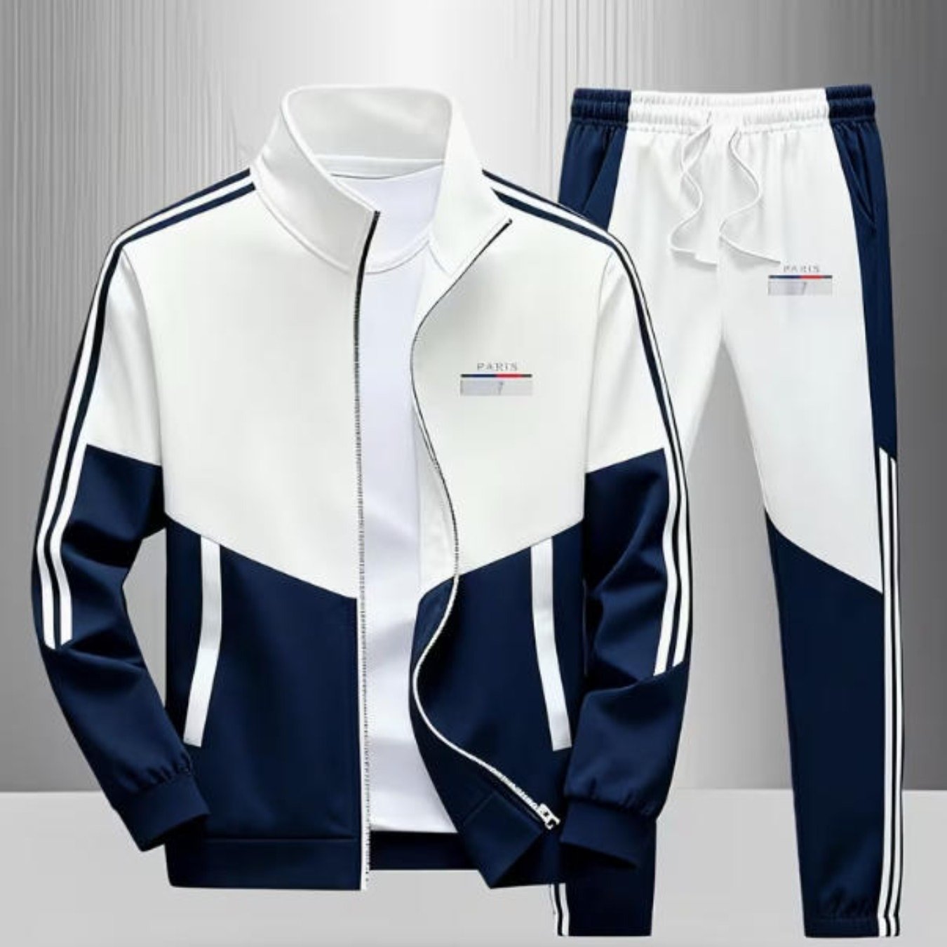Men's Fashion Casual Trendy Sports Color Block Striped Logo Print Jacket Pants Set Men's Wear Foradults Men Casual Wear Sportswear Street Style