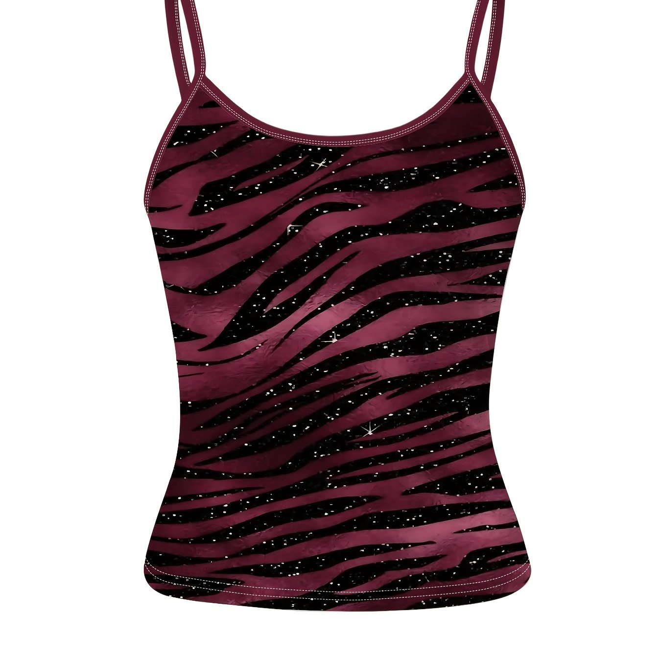 TEMU Summer Women's Tank Top, Tiger Print, Dark Purple Base, Cool And Edgy Print