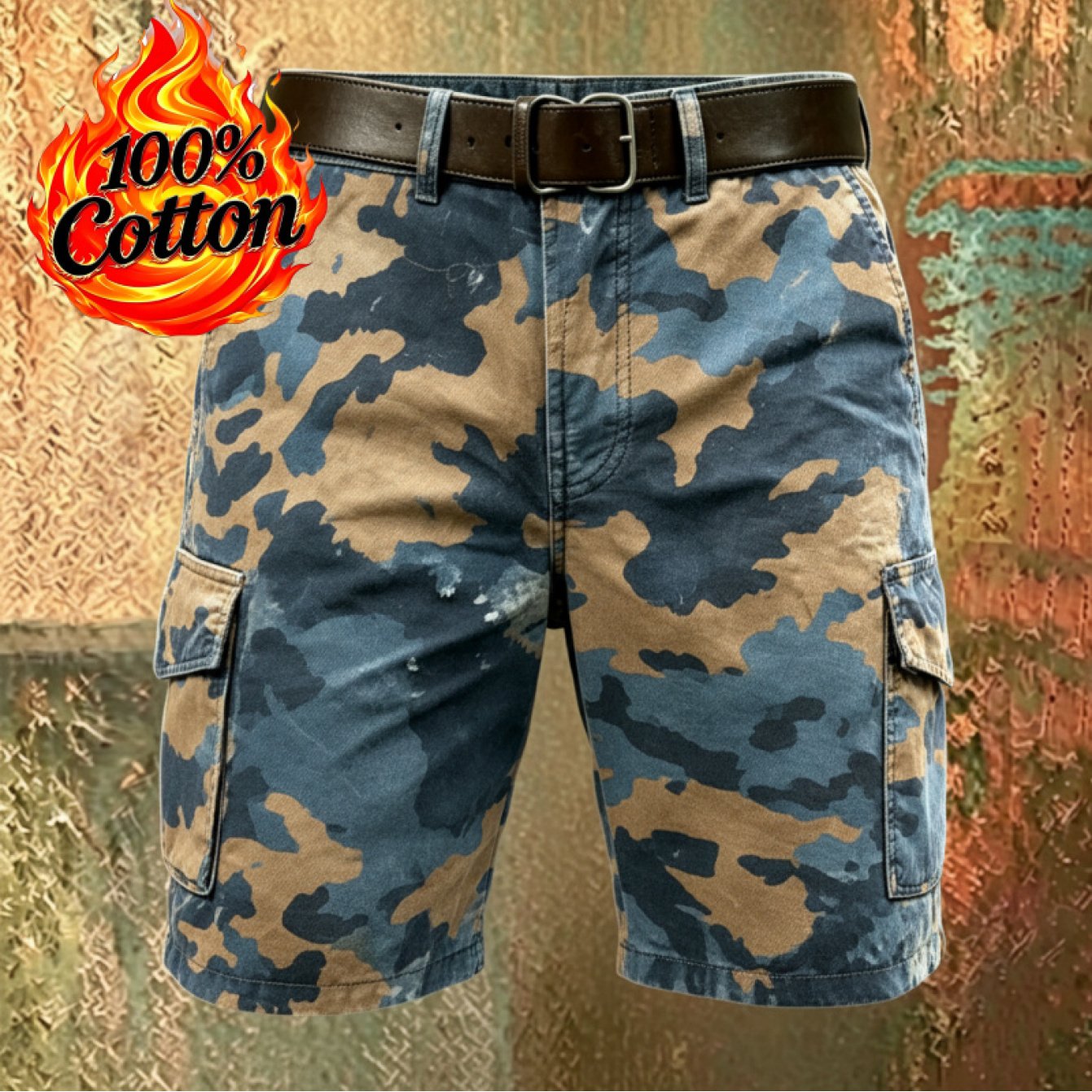 3d Printed Workwear-style Versatile Shorts (no Belt), Multi-pocket Style Y2k Style Summer Retro Men's Shorts