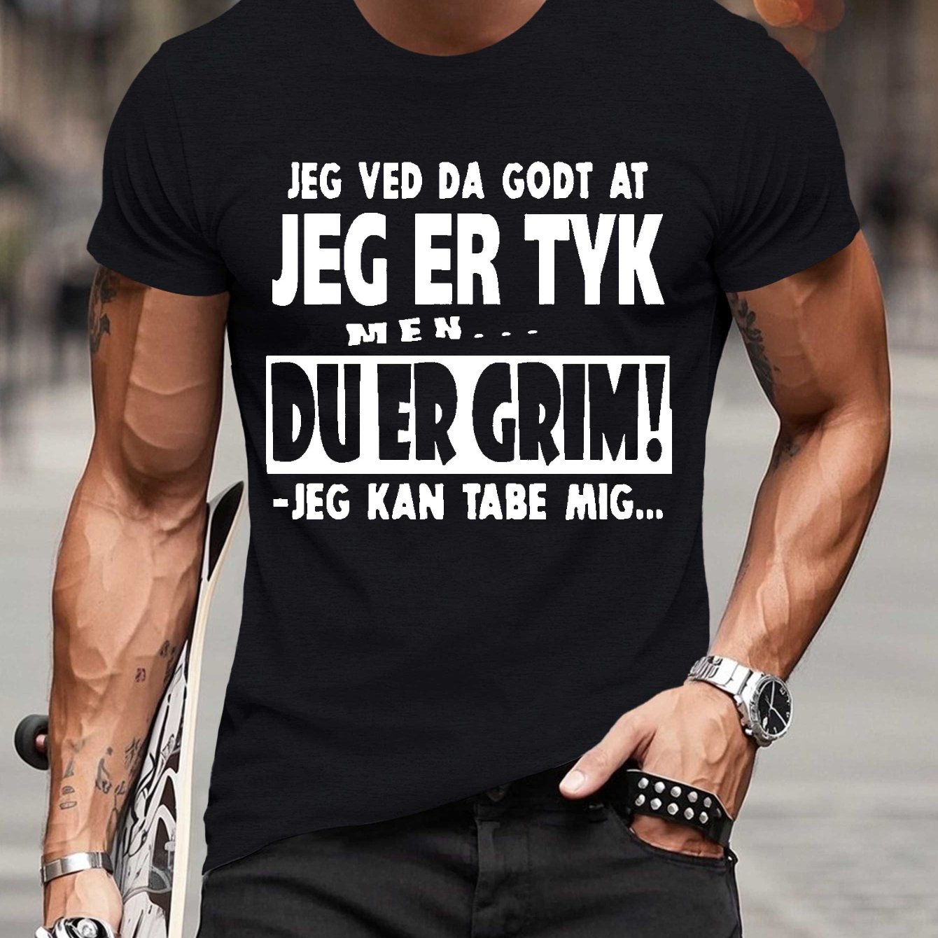 TEMU Funny Danish Humor Saying Men's Short Sleeve T-shirt Summer T-shirt Top