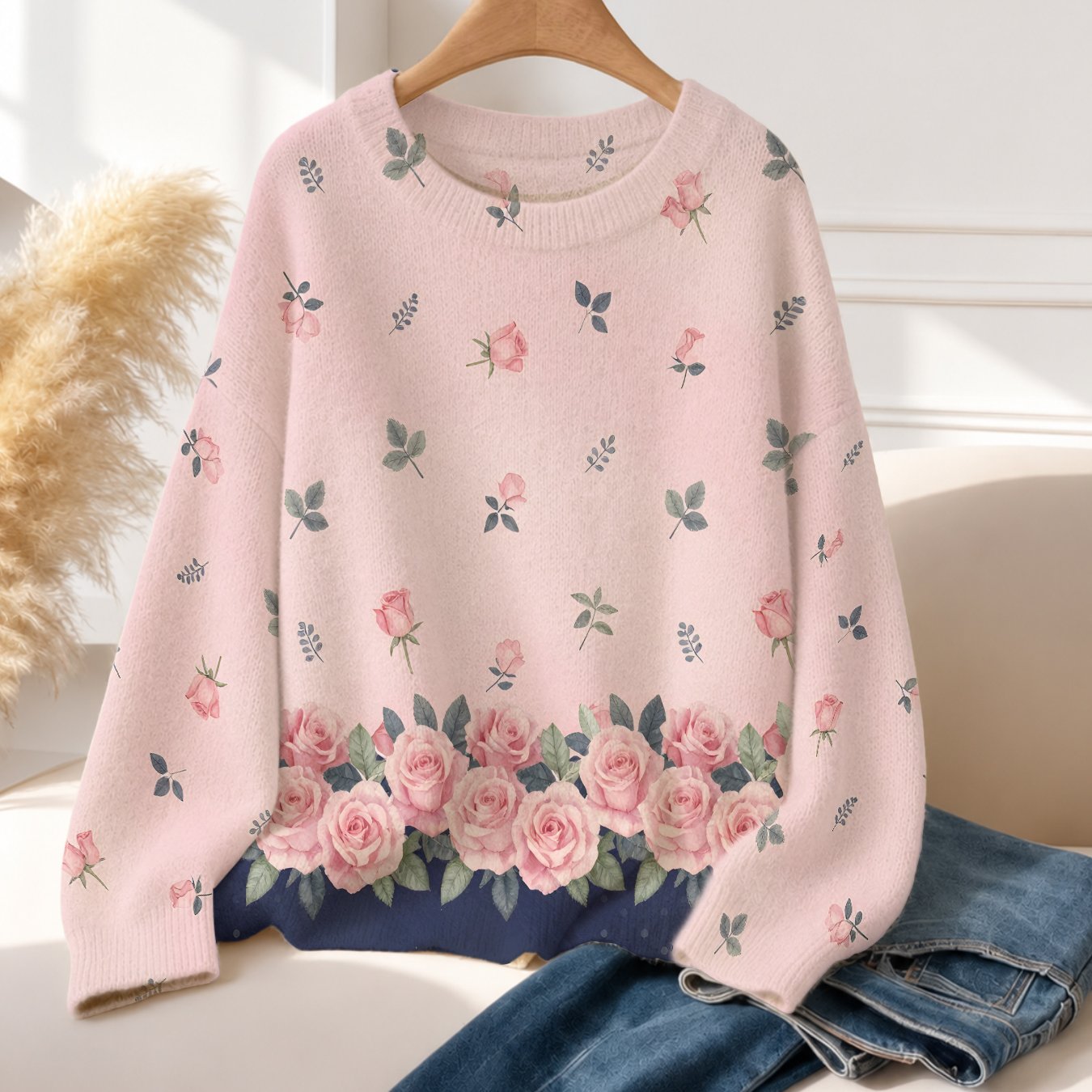 TEMU A New Women's Autumn/winter Simple And Versatile Apricot-colored Round-neck Sweater With A Gentle Vibe, Flattering To All Body Types Without