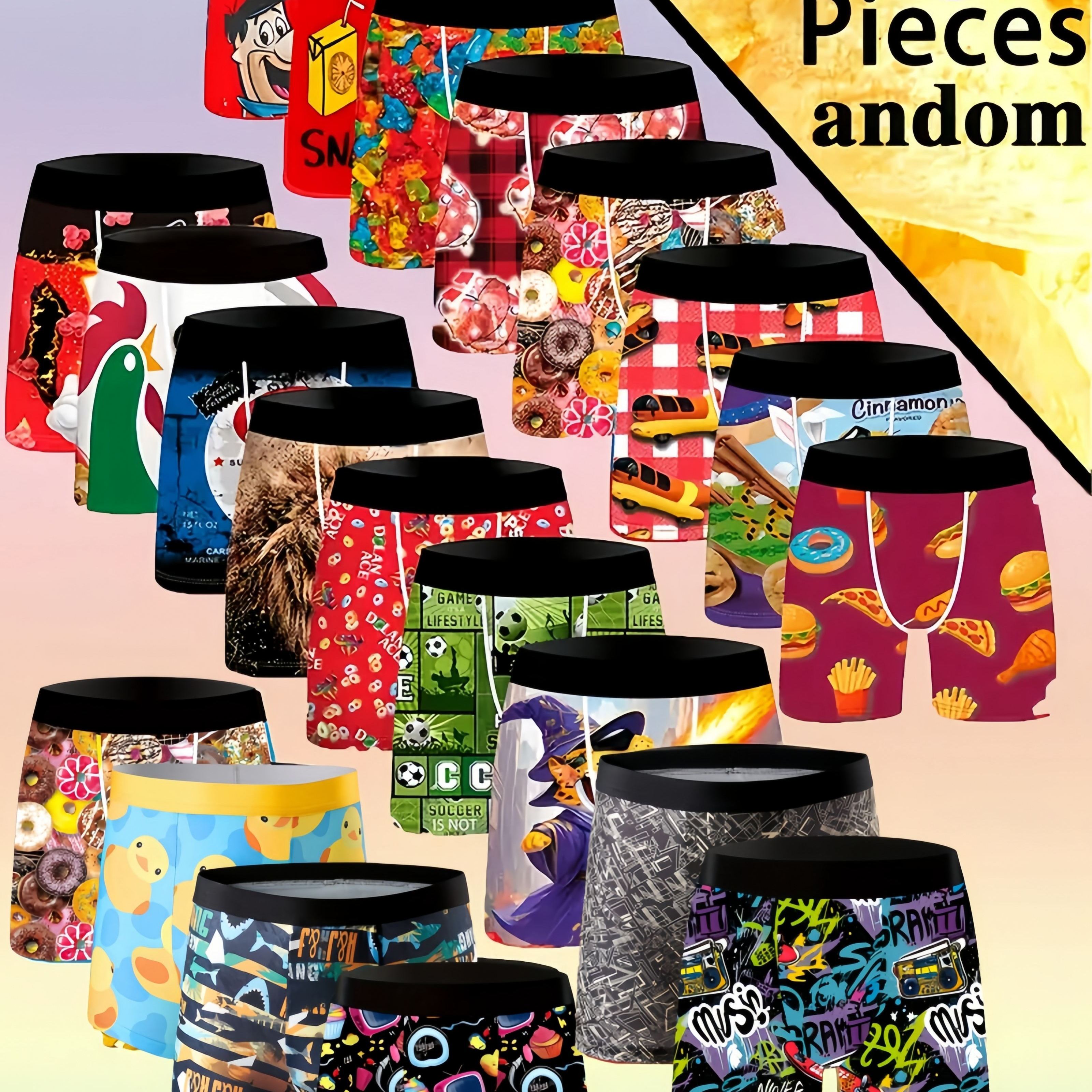 TEMU 10pcs Graffiti And Game Controller Boxer Briefs- Breathable Quick-dry Polyester, Medium , Random Camouflage Print For Home, Swimming, And Casual